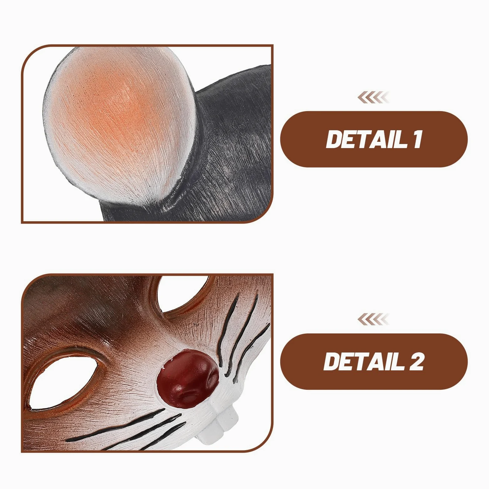 Toddmomy 2 maschere da topo realistiche per costumi di Halloween, Natale, Carnevale, cosplay, animali, per adulti e bambini