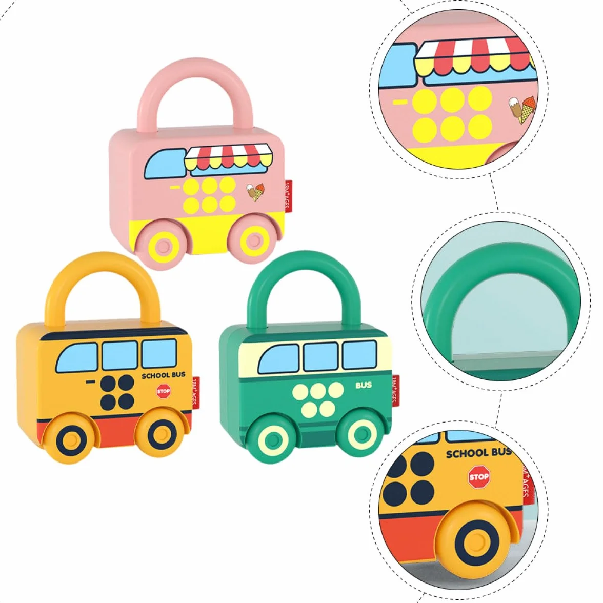 BESPORTBLE Giocattolo Apertura Serratura per Bambini 3 Pezzi Plastica Coordinazione Mano-occhio