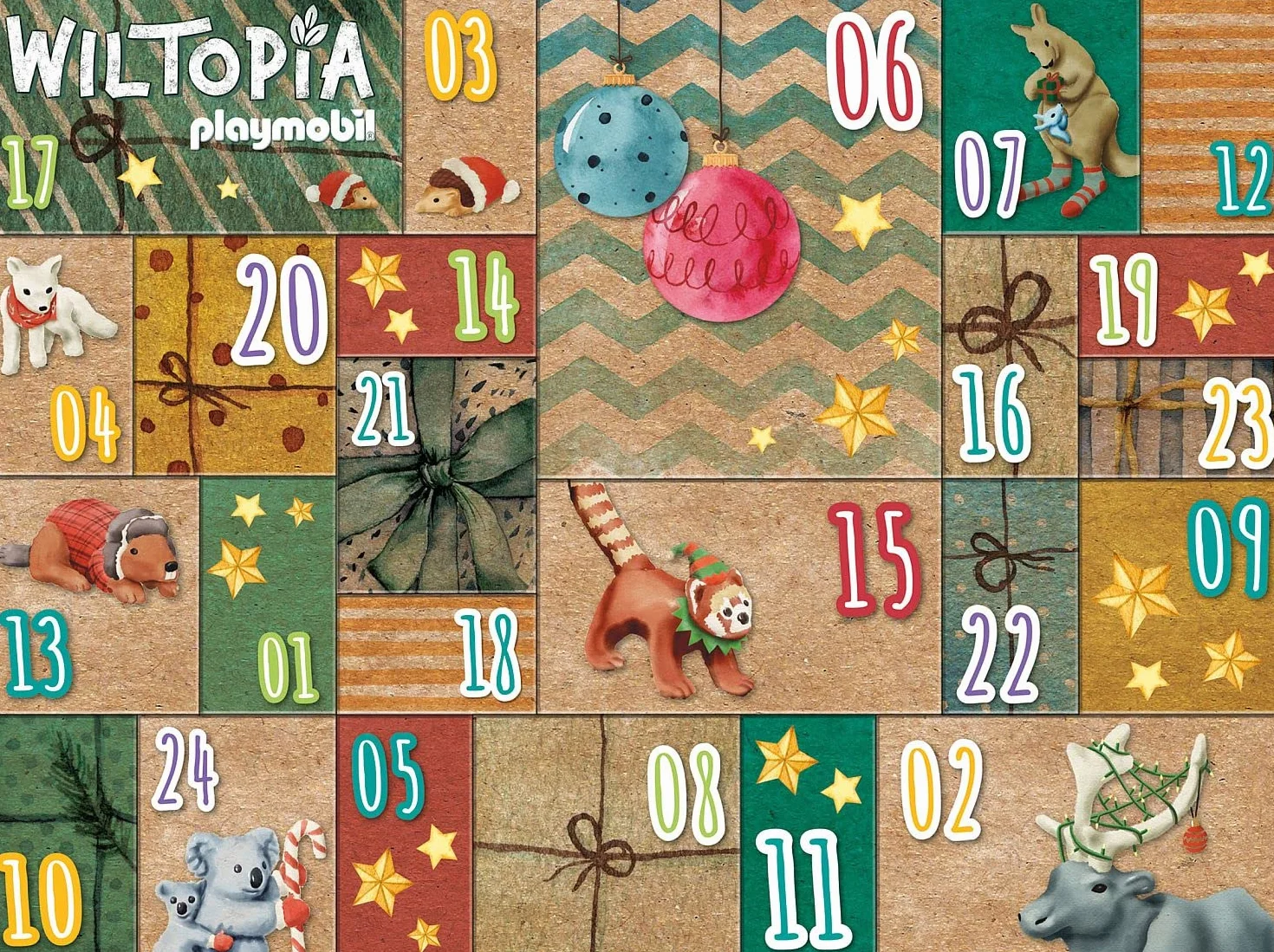 PLAYMOBIL Wiltopia 71006 Calendario Dell'Avvento Fai da Te, Viaggio degli Animali Intorno, Include 23 Animali da Tutto, Giocattolo Sostenibile per Bambini dai 4 Anni in su