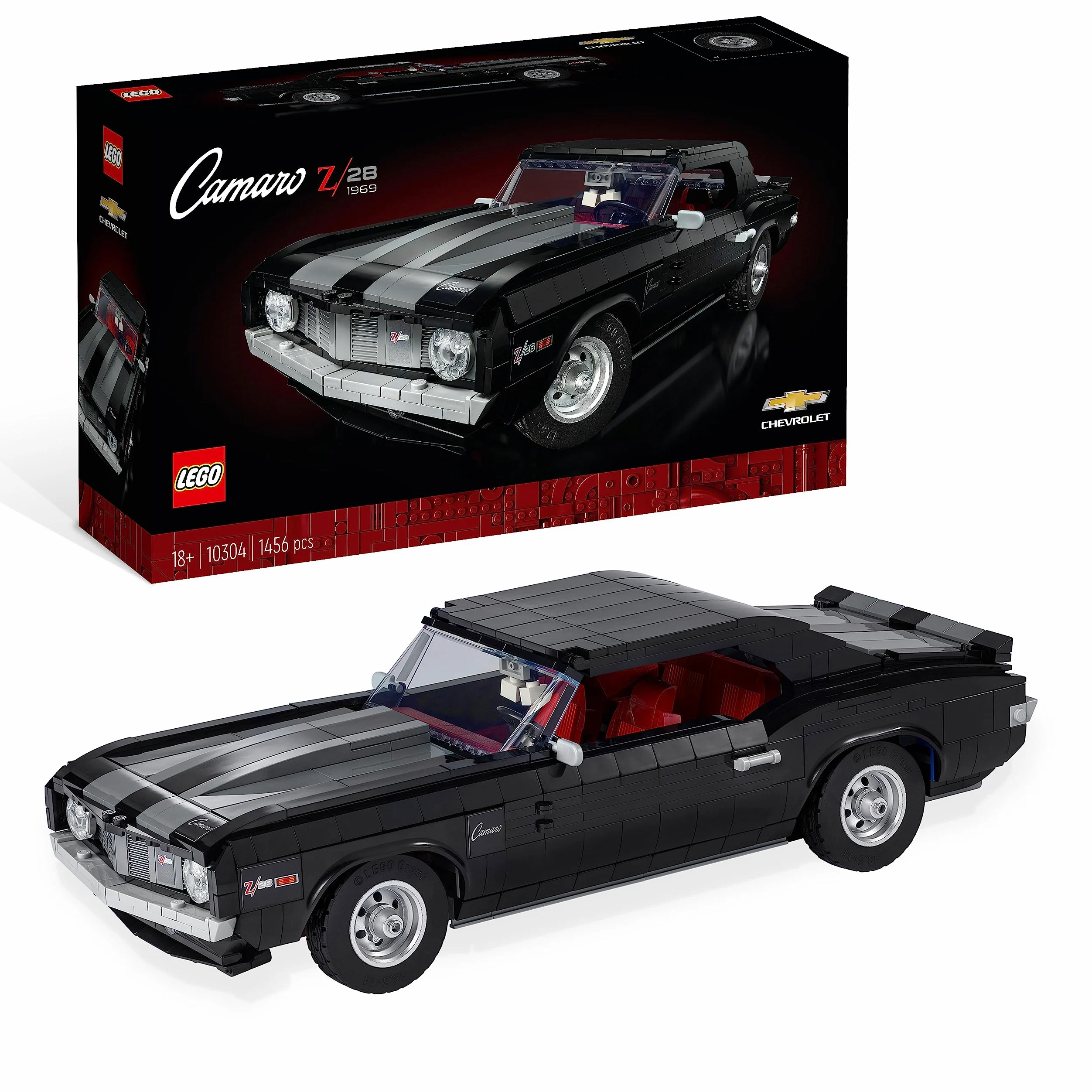 LEGO Icons Chevrolet Camaro Z28, Modellino Auto Vintage, Kit Modellismo da Costruire Adulti, Macchina da Corsa Personalizzabile, Idee Regalo di Compleanno per Uomo, Donna, Lui o Lei 10304