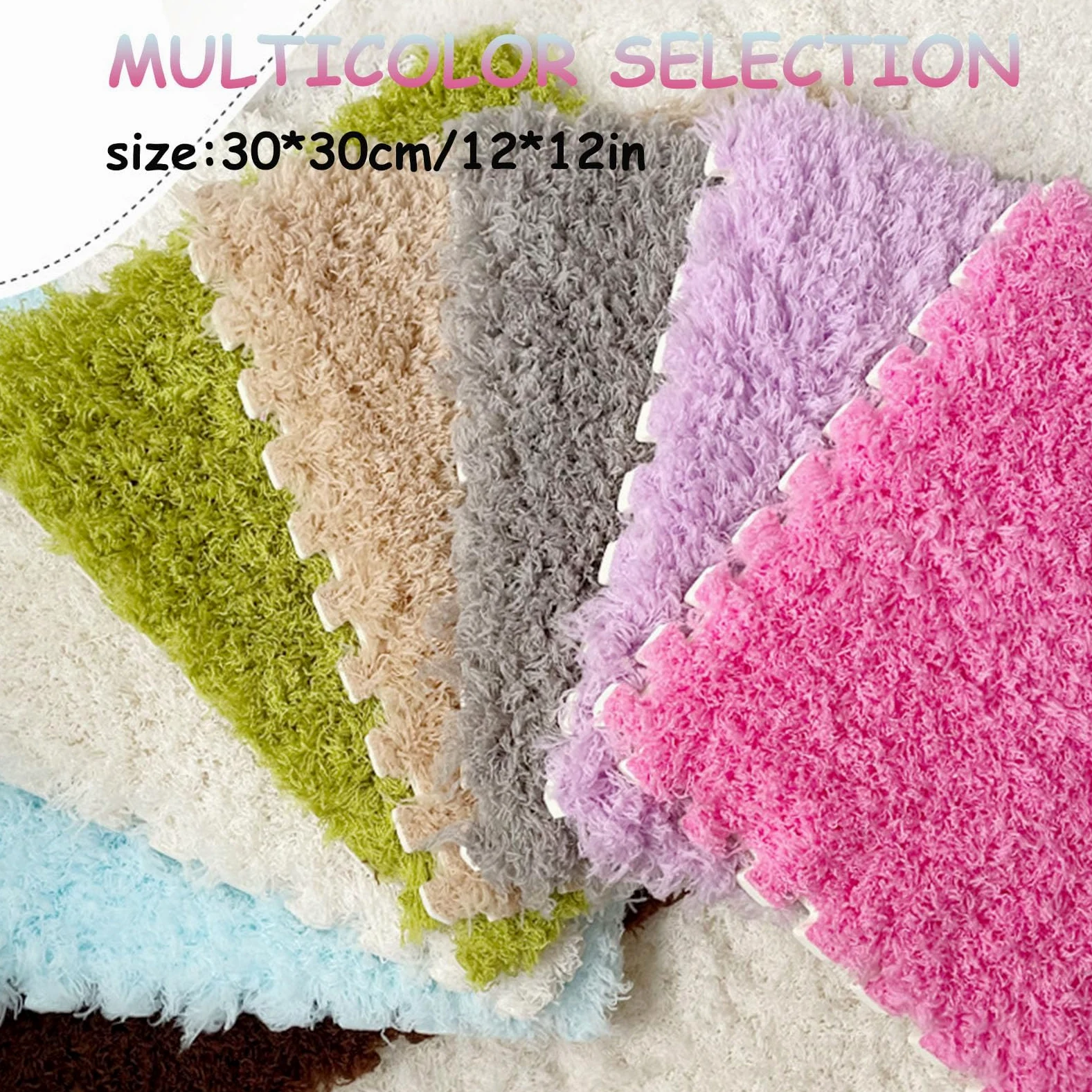 Tappeto ad Incastro Splice 20 Pezzi Tappeti a Pelo di Torta, Tappeti Quadrati Patchwork ad Incastro, Tappeti Piccoli Soffici ad Incastro, Tappeto Quadrato in Schiuma,Purple-One Size