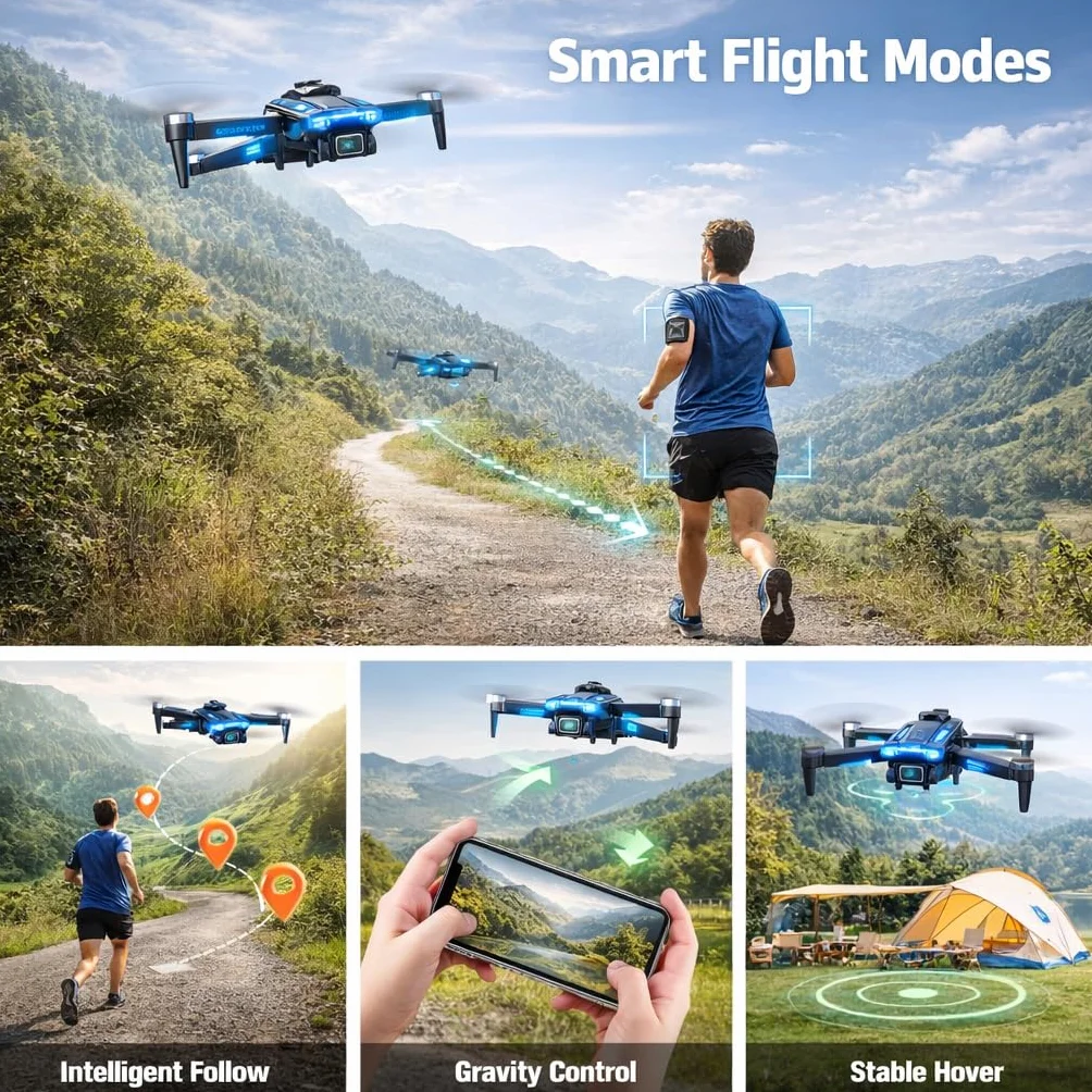 Drone con Telecamera 1080P per Bambini Droni con Motore Brushless, Giocattoli Regalo per Ragazzo e Uomo (White)