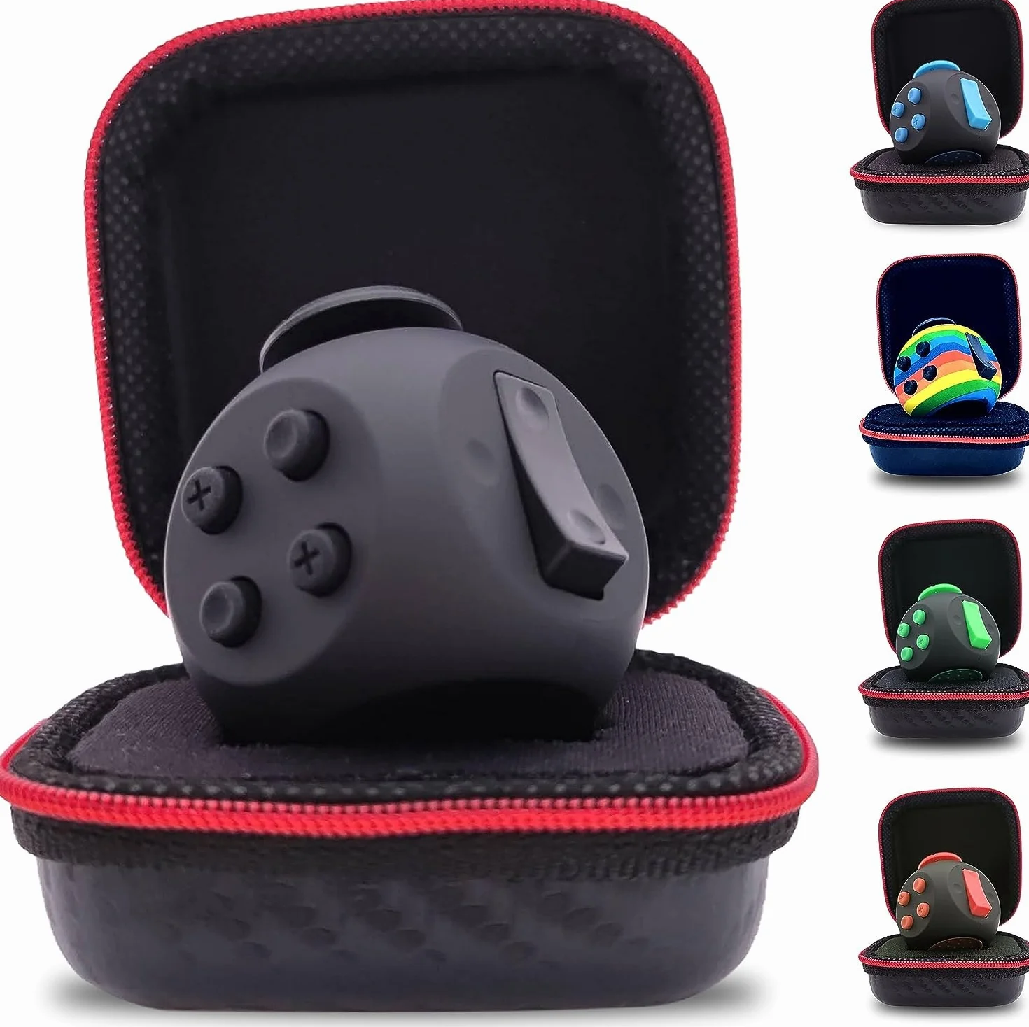 PILPOC theFube Fidget Cube (Nero) – Cubo Antistress Adulti e Bambini in Versione Deluxe – Fidget Toy con Custodia Protettiva Premium – Gadget Antistress Ideale per Ansia, ADHD, OCD e Autismo