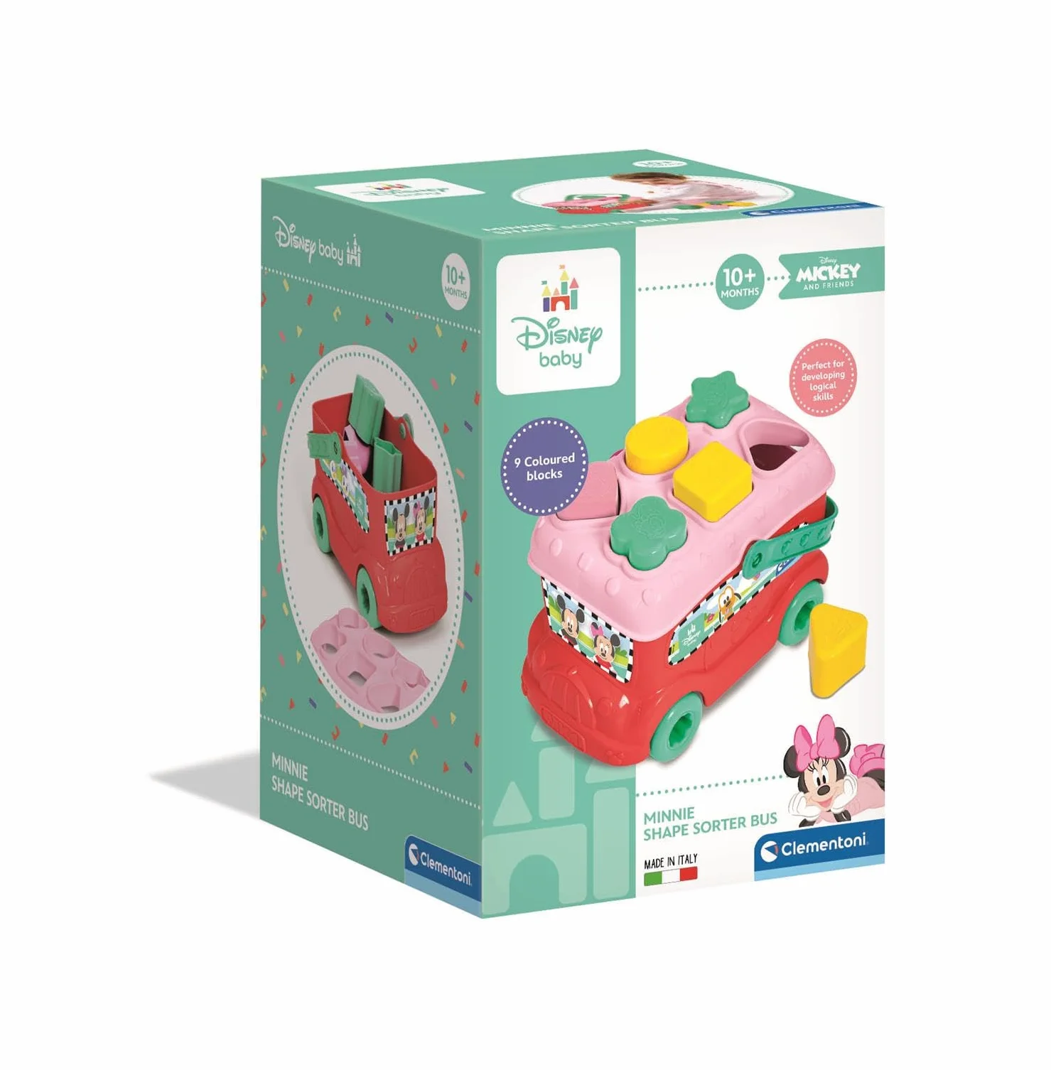 Clementoni Disney Baby Baby Minnie Bus Inserimento Forme, per Bambino 10+ Mesi, Gioco Prima Infanzia per Sviluppare Manualità e Logica e Scoprire i Colori, 14933