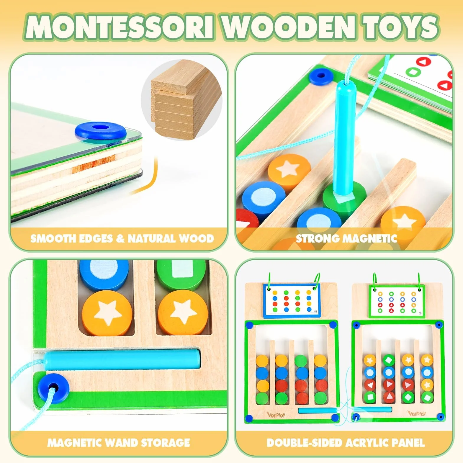 Vanplay Giochi Montessori Magnetici, Labirinto Magnetico Colori Giocattoli Gioco di Smistamento Educativi Giocattoli Regalo per 3 4 5 6 Anni