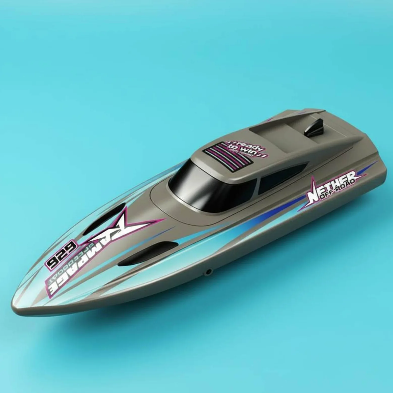 predolo Motoscafo Radiocomandato Impermeabile Barca Veloce Telecomandata Avviso Batteria Scarica Barca da Corsa RC per Bambini, Argento
