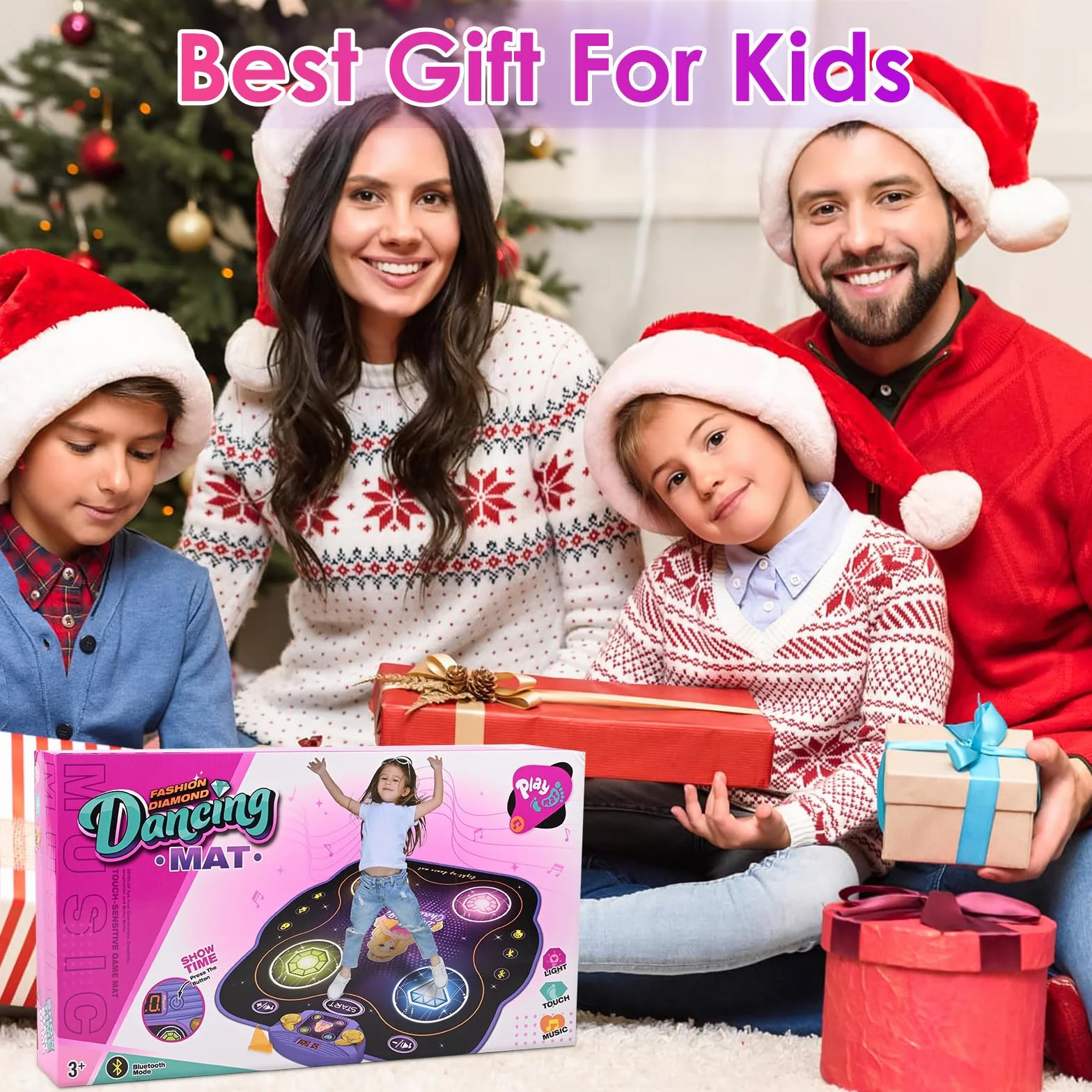 ZWOOS Tappetino da Ballo per Bambini 3-10+ Anni, Tappetini da Ballo con Bluetooth, Tappeto Musicale Regalo Bambina 3-12+ Anni