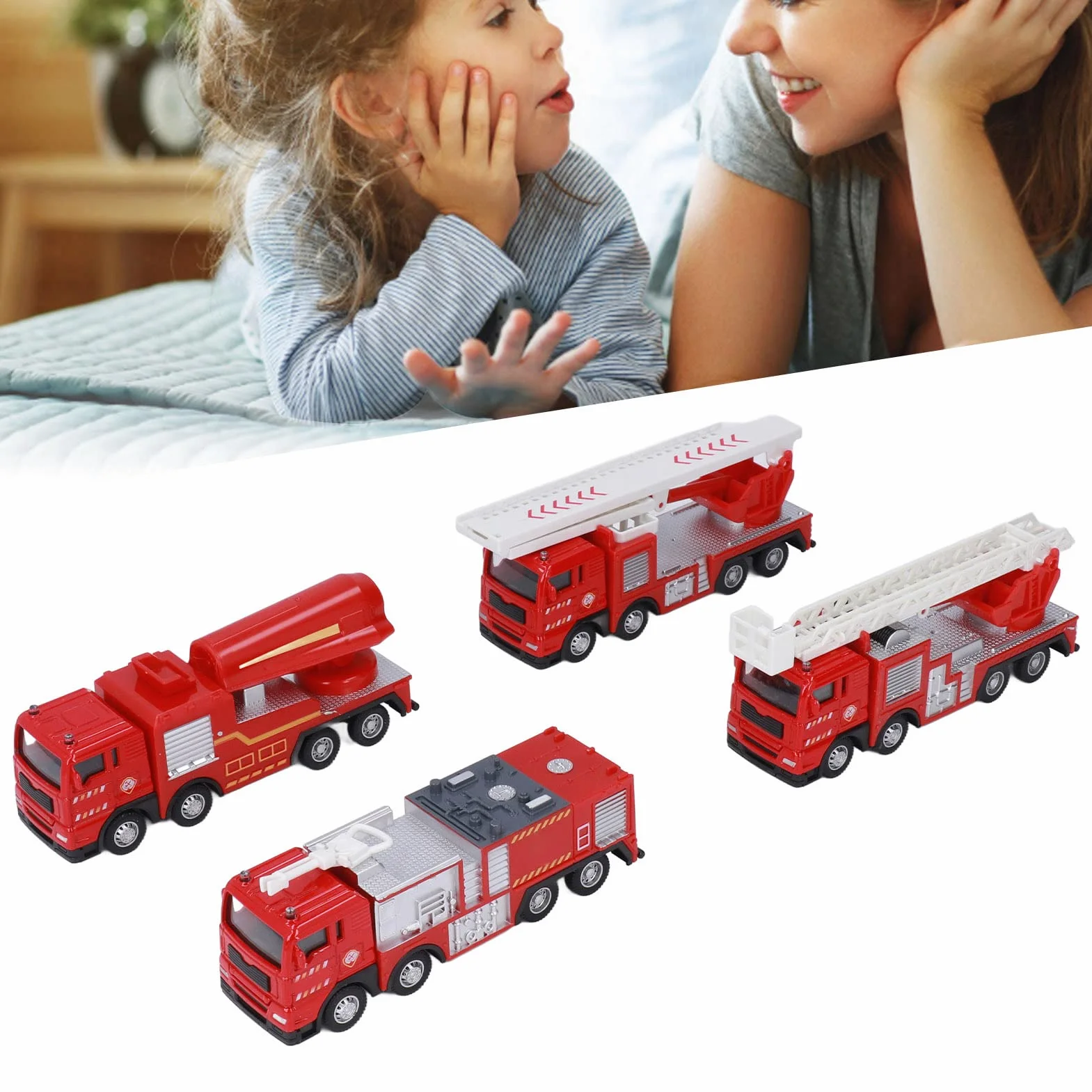 Set di Giocattoli per Camion dei Pompieri, Veicoli Colorati per Vigili del Fuoco, Coltiva la Consapevolezza della Sicurezza per i Bambini, Lega e Plastica Antiruggine, Perfetto per la Casa e