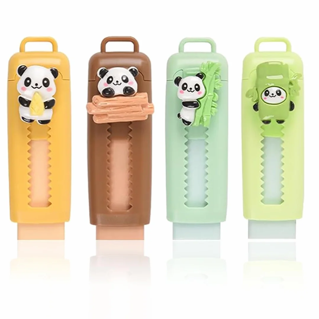 4 Gomme Panda Retrattili, Panda Gomma da Cancellare, Regalini Fine Festa Compleanno Bambini, Gadget Compleanno Bambini e Bambina