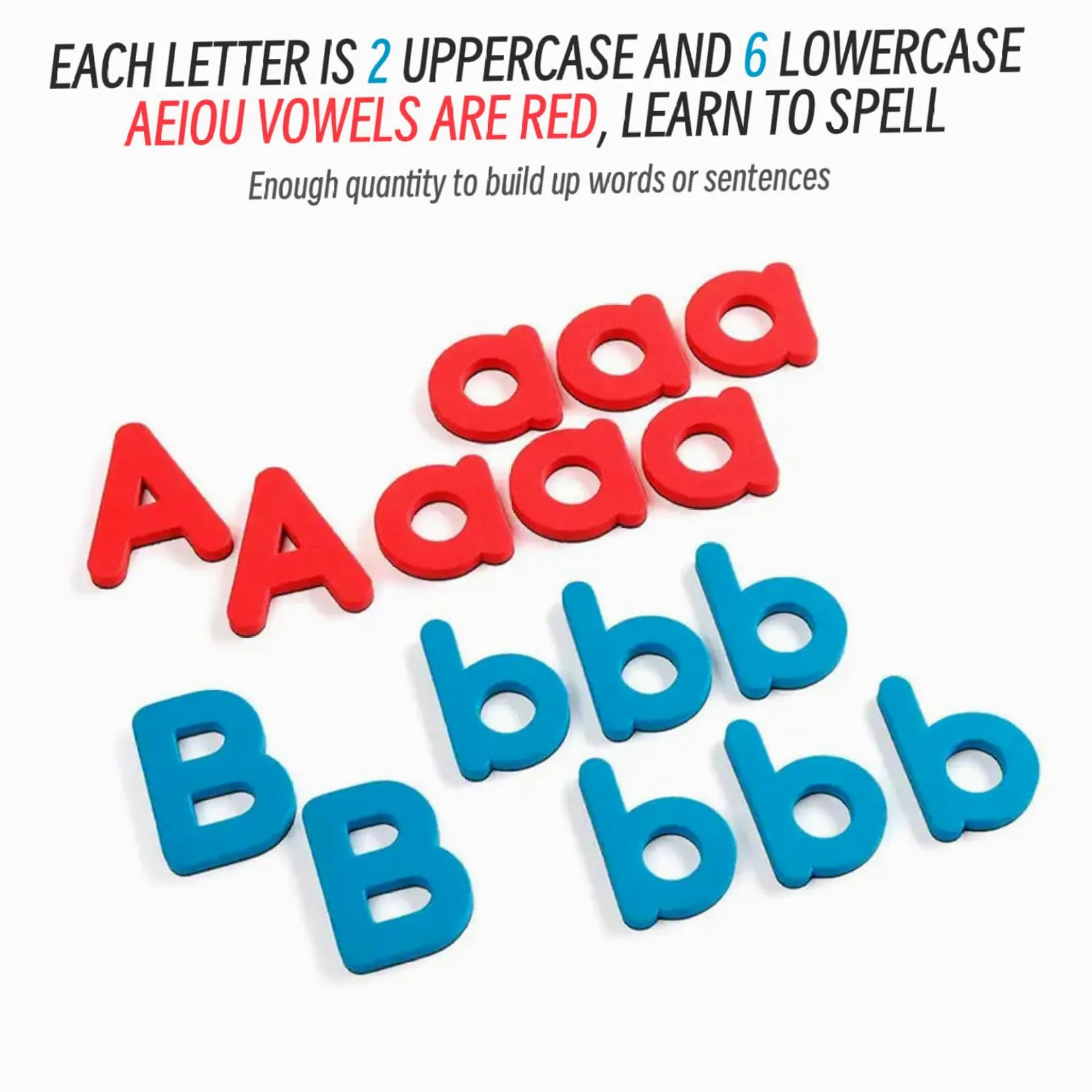 Lettere alfabetiche magnetiche da 208 pc impostano lettere magnetiche a touch soft con vocali rosse e consonanti blu magneti alfabeti educativi impostati per l'ortografia e l'apprendimento del vocabo