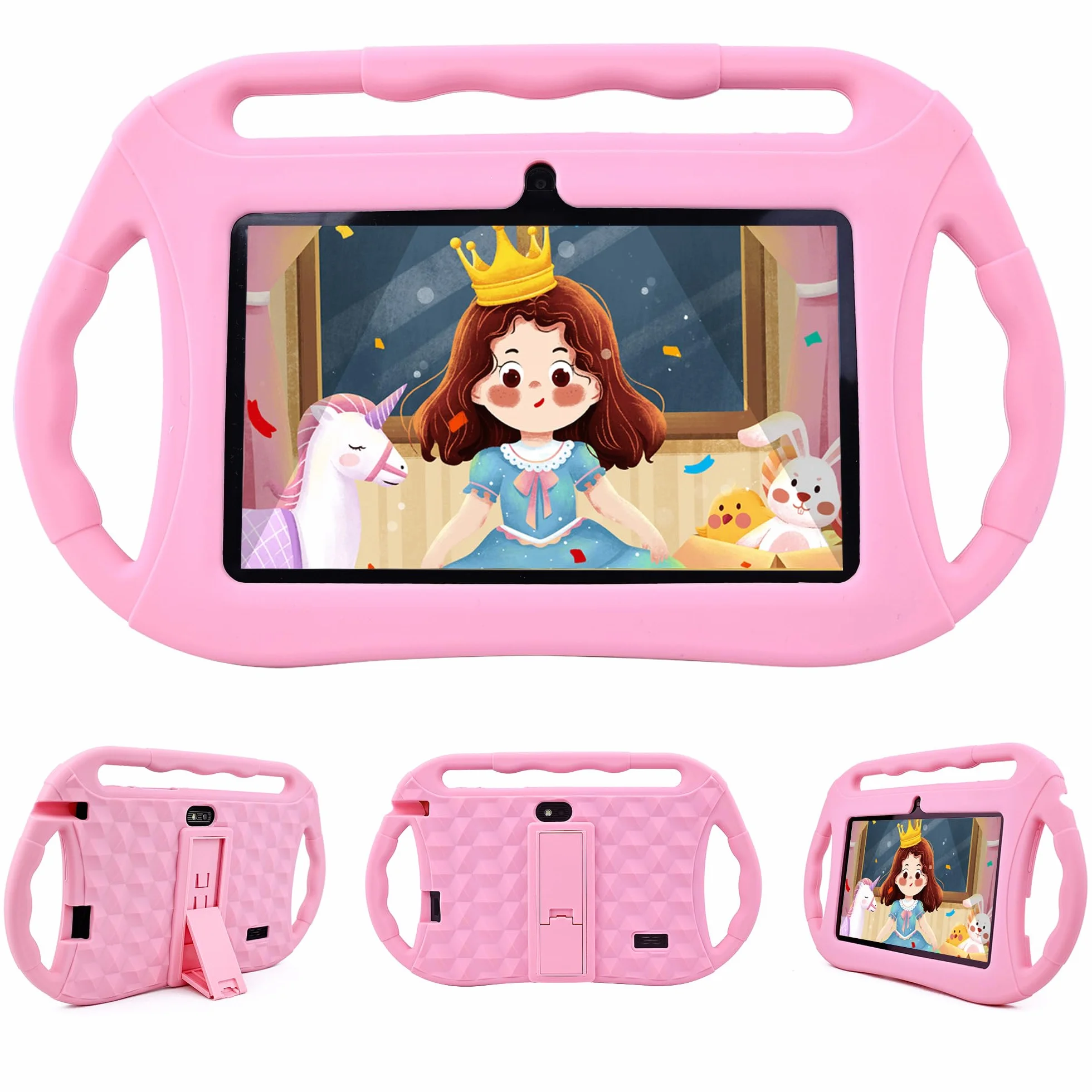 Veidoo Tablet per bambini da 7 pollici, tablet Android, 2GB RAM 32GB ROM, WiFi, schermo HD, applicazioni preinstallate con controllo parentale, giochi, tablet educativo, Rosa