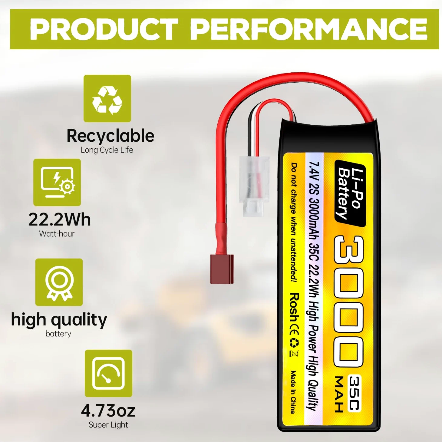 2PCS 7.4V 3000mAh 2S Lipo batteria 35C T-plug con cavo di ricarica USB per RC Auto Camion RC Barca RC Quadcopter FPV Drone Batteria