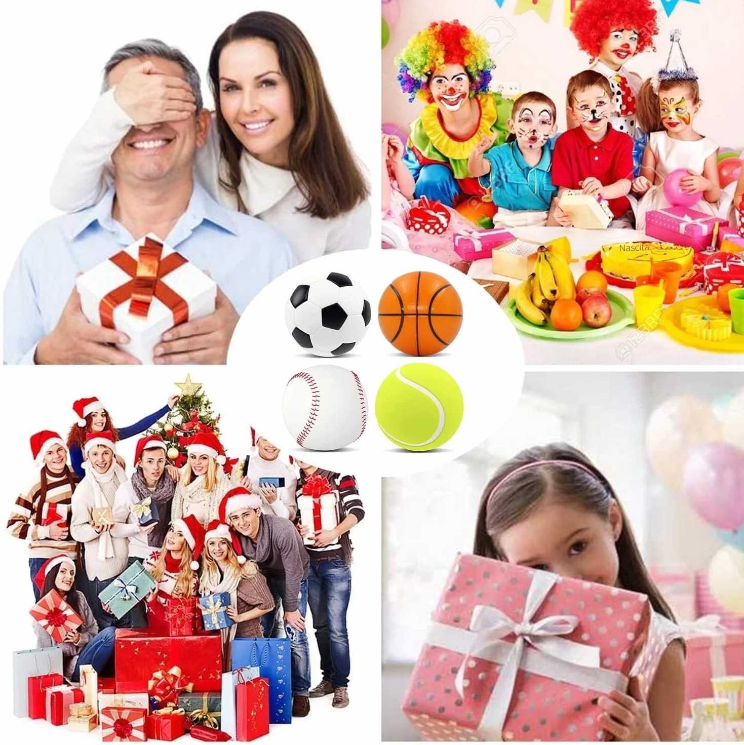 Yeefunjoy 4 palline antistress per stress e dita, giocattolo emotivo per calcio, basket, tennis