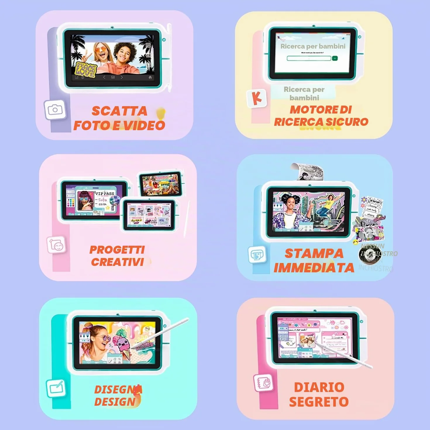 Canal Toys - Pad Creator - Il Tablet Creativo con Stampa Istantanea - Regalo Bambina 8 Anni - 6 Funzionalità - Fotocamera, Video, Diario Segreto - Giocattolo Elettronico Creativo per Bambini - CLK 023