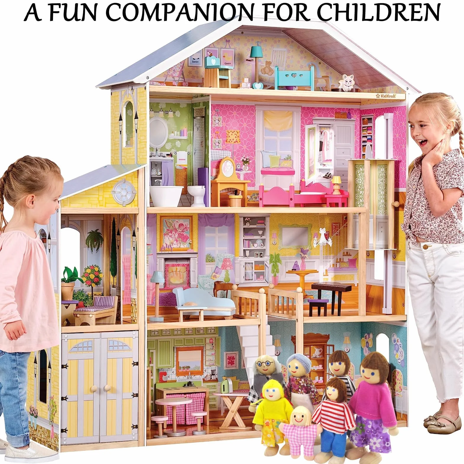 BDSHUNBF Casa delle bambole in Legno, Set di 7 Persone, Famiglia Bambole, Set Famiglia di Persone, Happy Family Dolls per Casa Bambole Legno Accessori Regalo