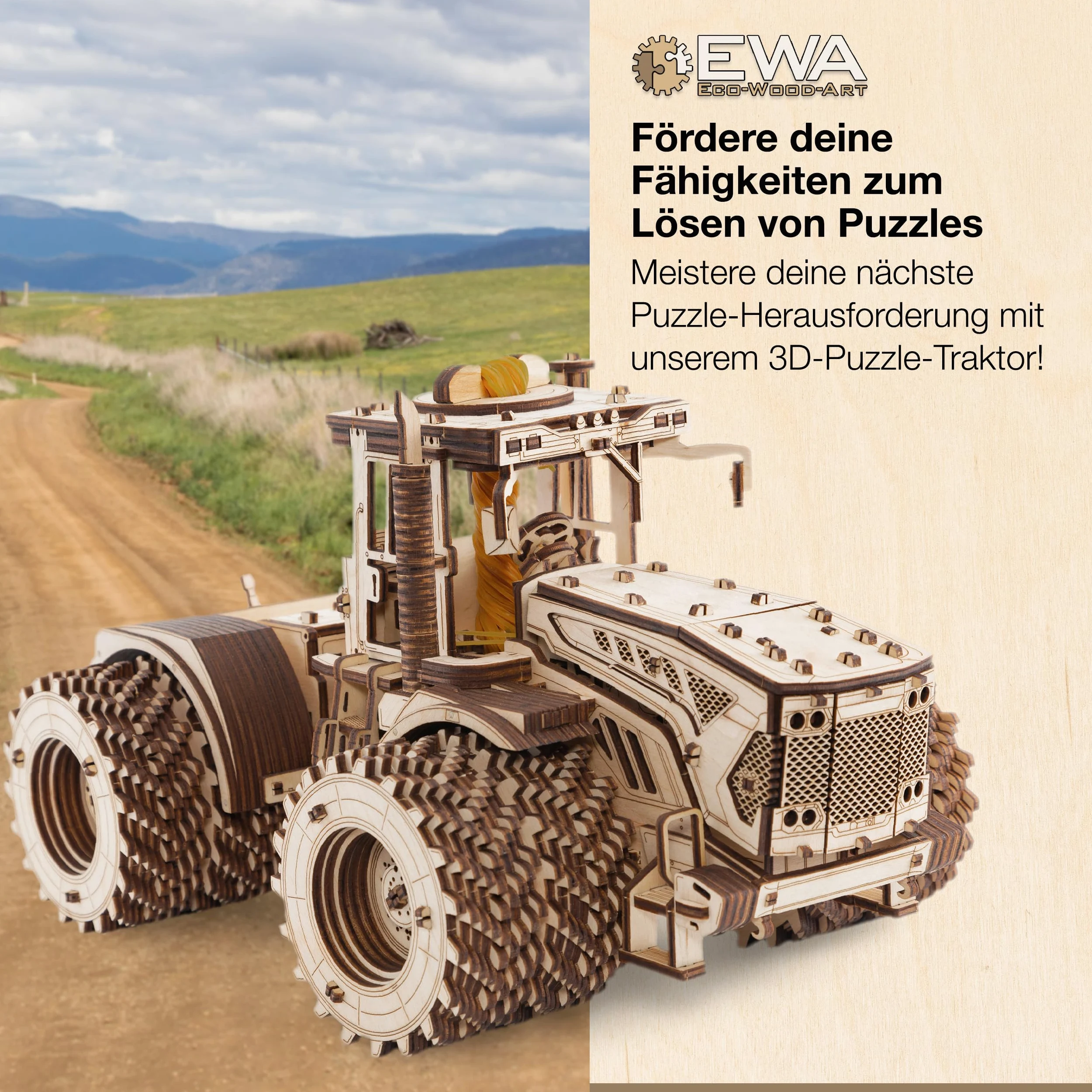 EWA Eco-Wood-Art - Trattore "KIROVETS K-7M" - Puzzle meccanico tridimensionale - Puzzle per adulti e adolescenti - Collezione senza colla - 596 dettagli.