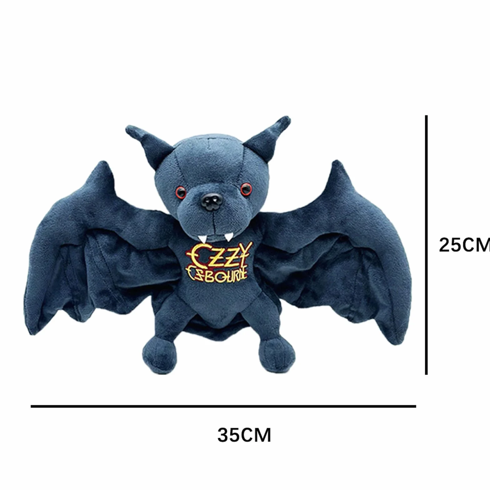 Pipistrello Nero Peluche Pipistrello da Collezione Bambola di Peluche Morbido Carino Farcito con Ricamo in Oro per Fan della Musica Rock (Magnetica)