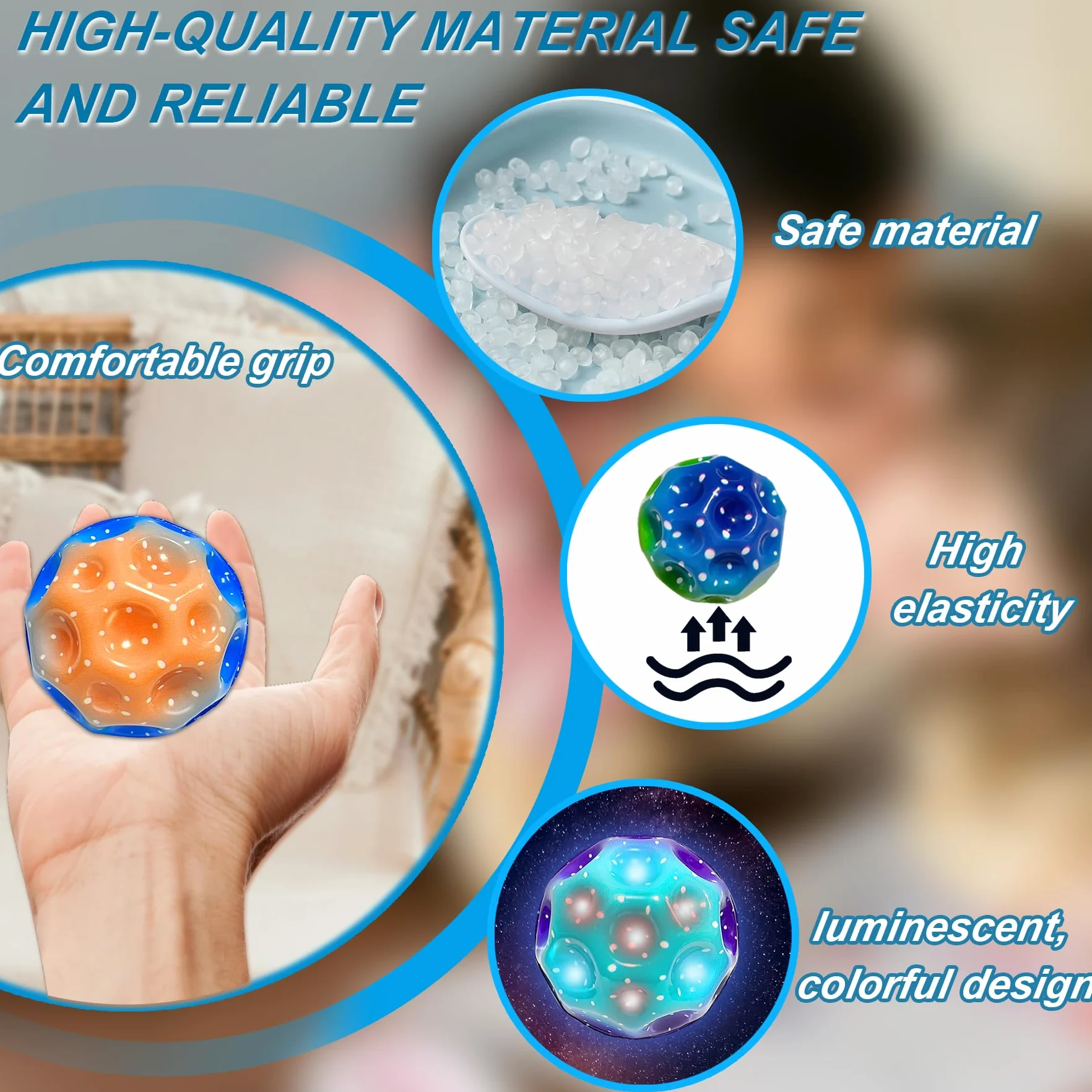 TZEKING 6PCS Astro Jumpl,7 cm,Space Bouncing,Palla Rimbalzante a 6 Colori, Facile da Impugnare, Regalo per Ragazzi e Ragazze, Adatta agli Adulti per Alleviare Lo Stress