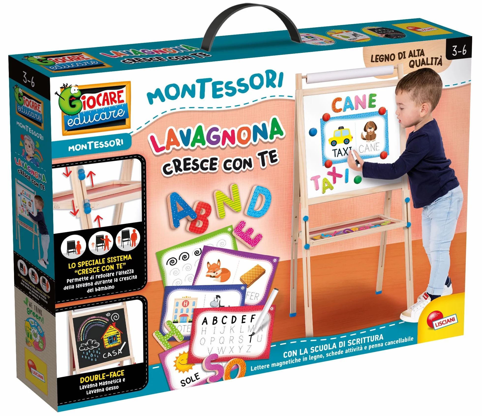 Lisciani Giochi Montessori Lavagnona legno cresce con te