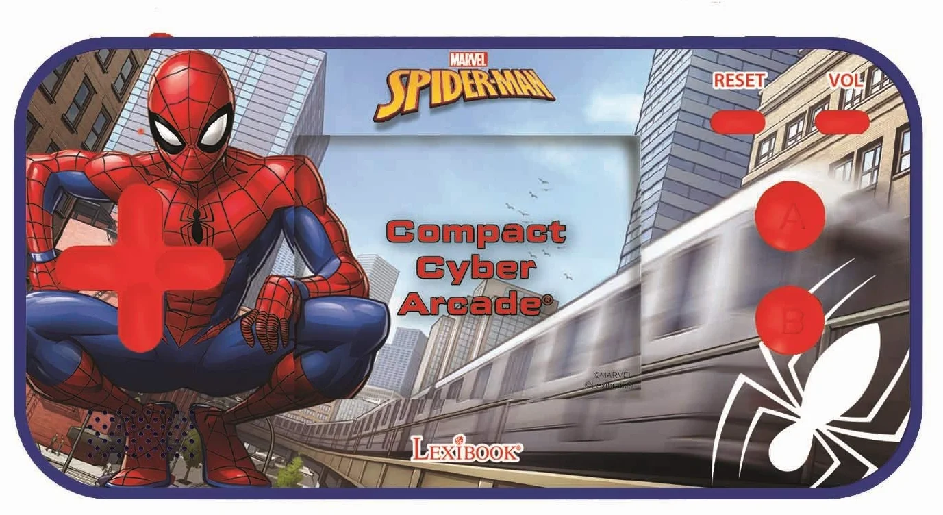 Lexibook, Spider-Man, Cyber Arcade compatto, console portatile, 150 giochi, schermo LCD a colori, funzionamento a batteria, blu/rosso, JL2367SP