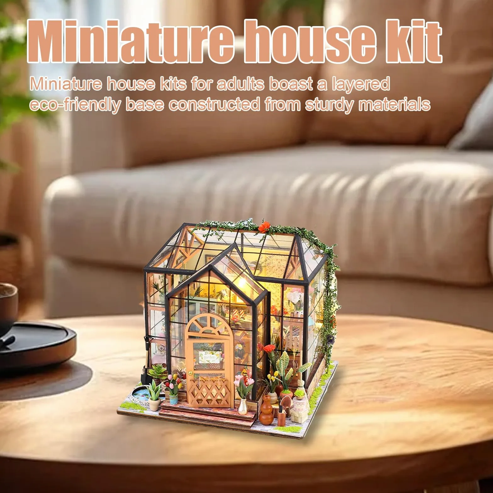 Kit Casa Miniatura Artigianale 3D Serra in Legno Puzzle DIY | Kit Costruzione Casette con Mobili e Colla per Utensili per Adulti Decorazione Artistica Stanza Artigianato Progetti