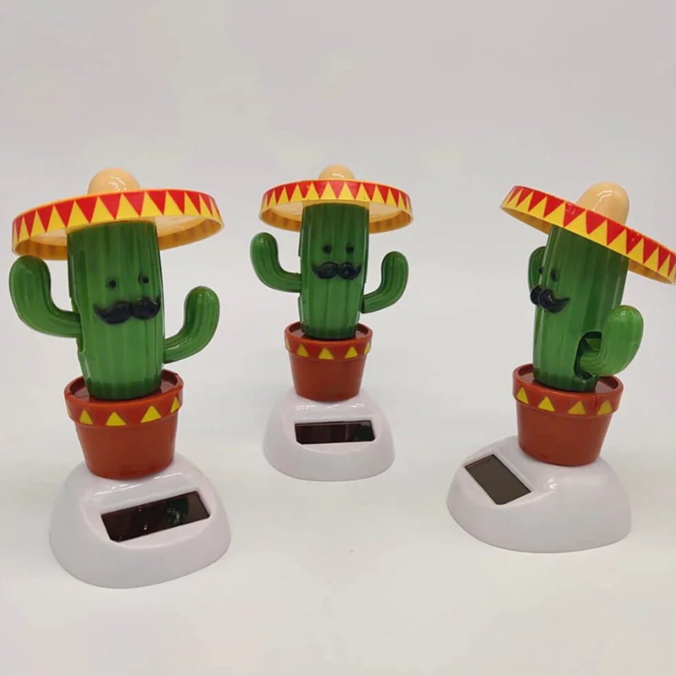 LICHENGTAI Bambola Hawaiana a Energia Solare Giocattolo, Bambola del Cruscotto della Pianta di Cactus ad Energia Solare, Carine Pianta di Cactus Bobbleheads Statuetta per Auto Decorazione