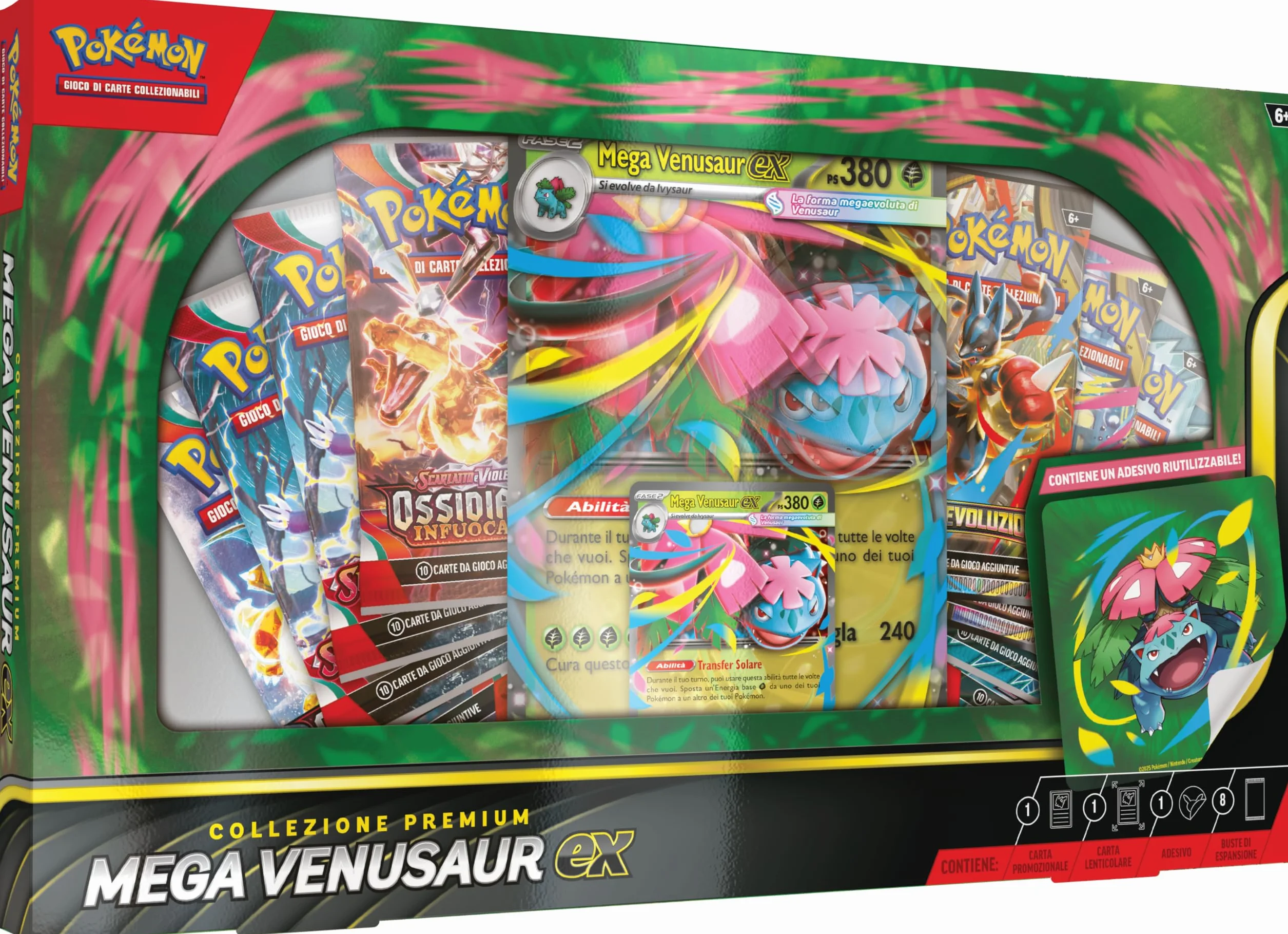 Pokémon: collezione premium Mega Venusaur-ex del GCC (carta promozionale olografica, una carta promozionale lenticolare gigante e otto buste di espansione)
