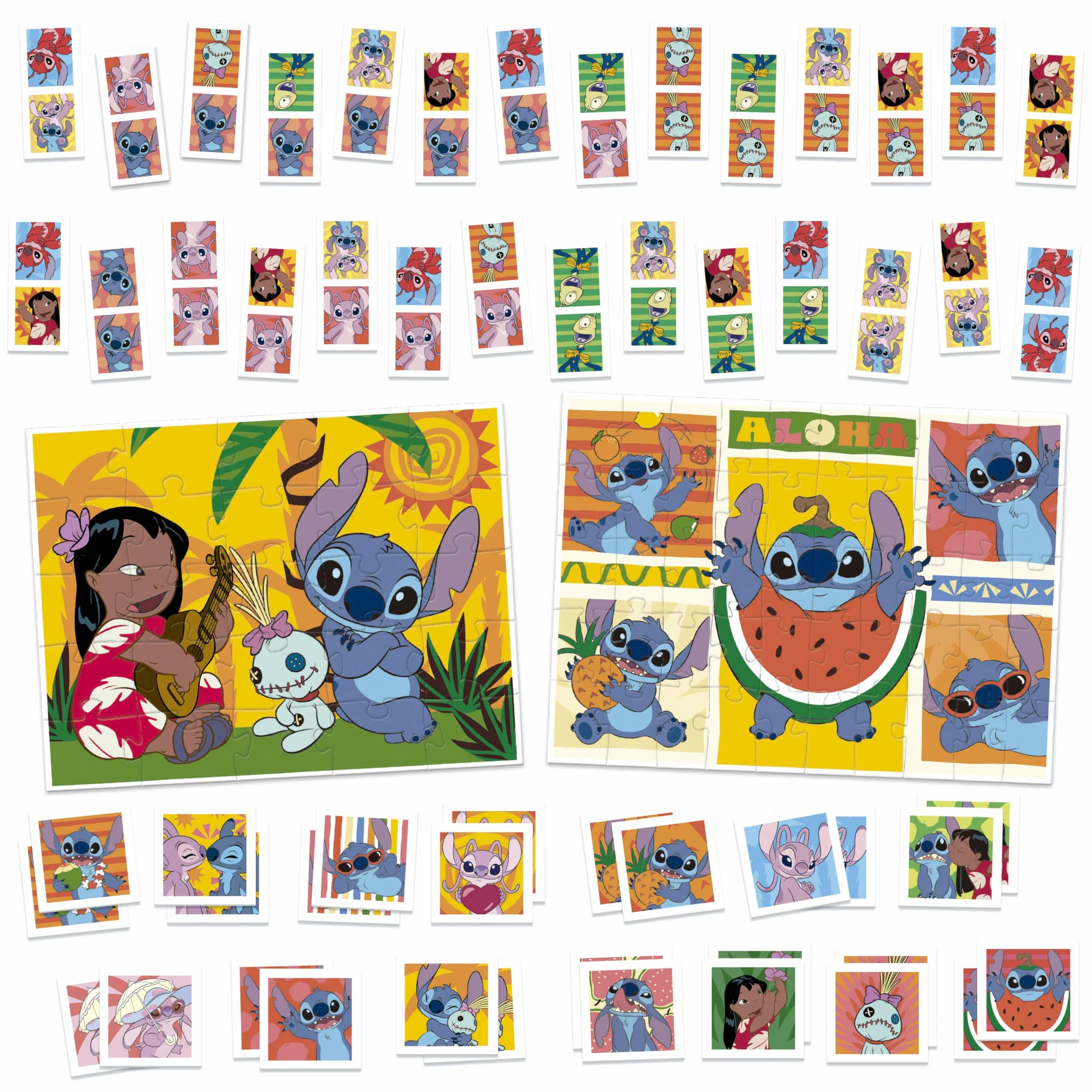 Educa - Stitch Superpack 4 in 1 | Cofanetto Giochi Bambini Disney: 2 Puzzle 25 e 50 Pezzi, Domino 28 Tessere, Memory 28 Carte | Licenza ufficiale Disney | Dai 3 anni (20474)