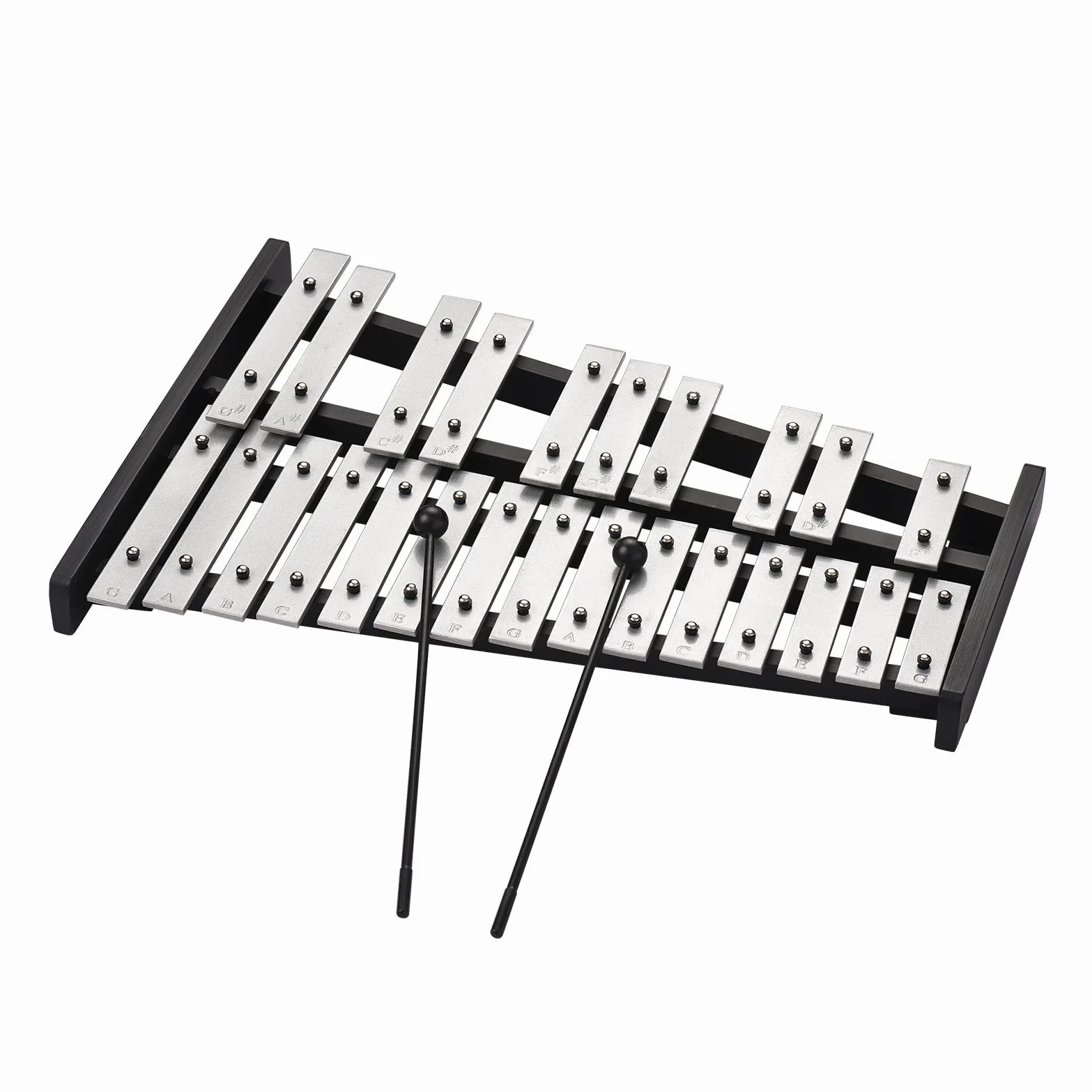Xilofono 25 Note Glockenspiel con Barre in Alluminio Base in Legno Strumento Musicale per Bambini Adulti Principianti Amanti della Musica con Borsa Tasti Argentati