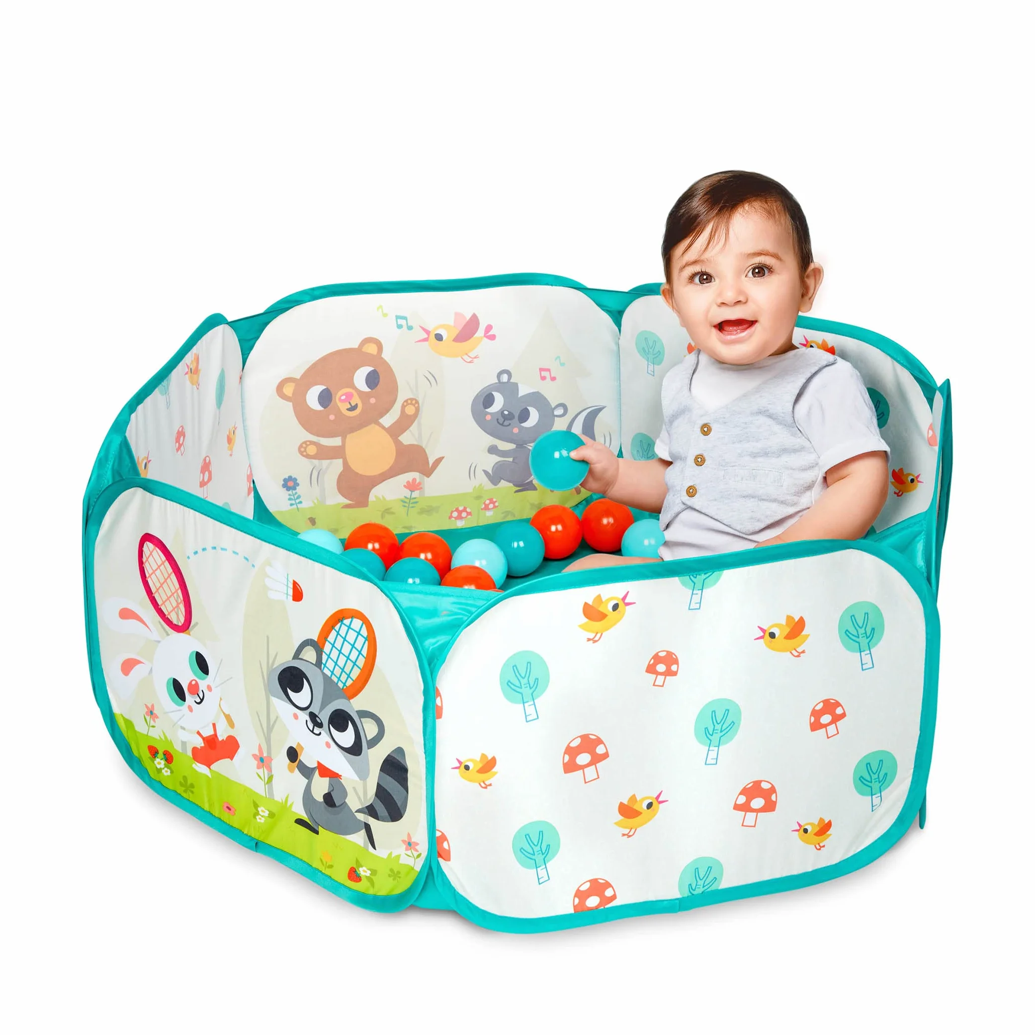 B. toys - Mini Spazio Giochi - Fossa delle Palline - 42 Palline Colorate - Pieghevole e Portatile - Set di Giochi Attivi per Bambini e Ragazzi - 1 Anno +