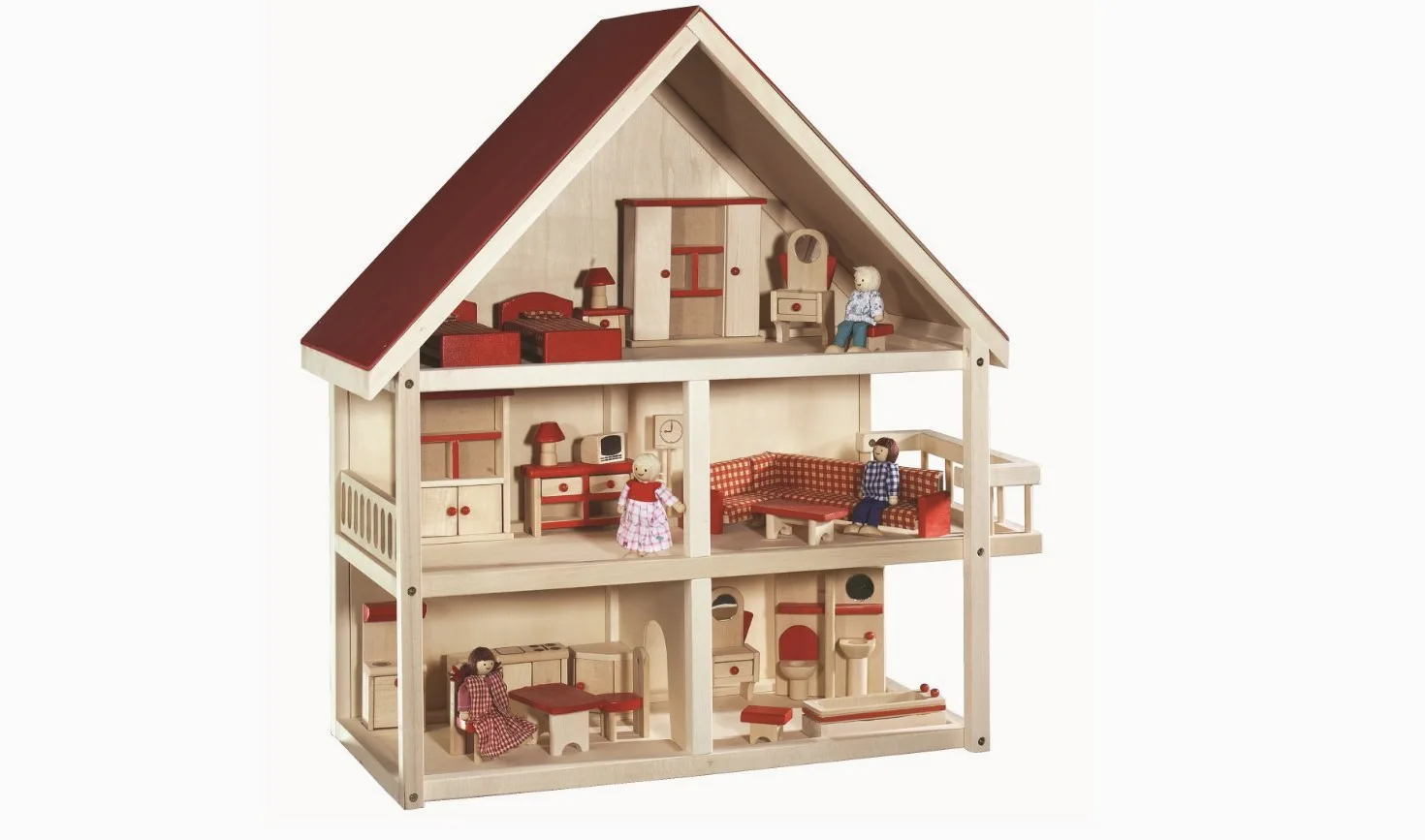 roba Casa delle Bambole, con Mobili e Bambole, Legno Naturale