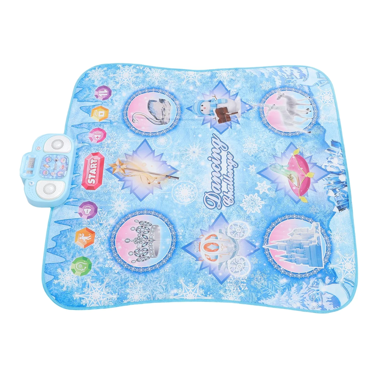 Tappetino da danza interattivo per la sfide musicale, tappeto da gioco in tessuto ABS e PE, 89,9 x 86,9 cm