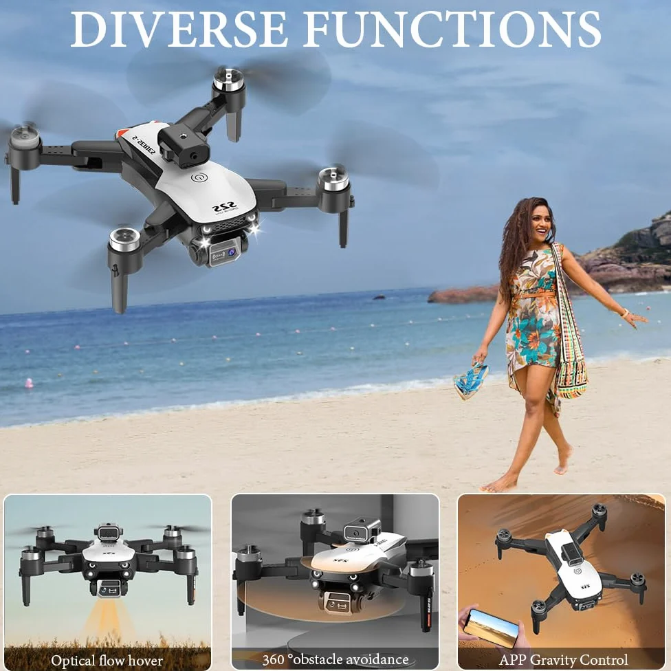 OBEST Drone con Telecamera 4K,Drone con Motore Brushless,Quadcopter Pieghevole FPV,Evitamento Attivo Degli Ostacoli a 360°,Giocattoli e Regali per Bambini e Adulti