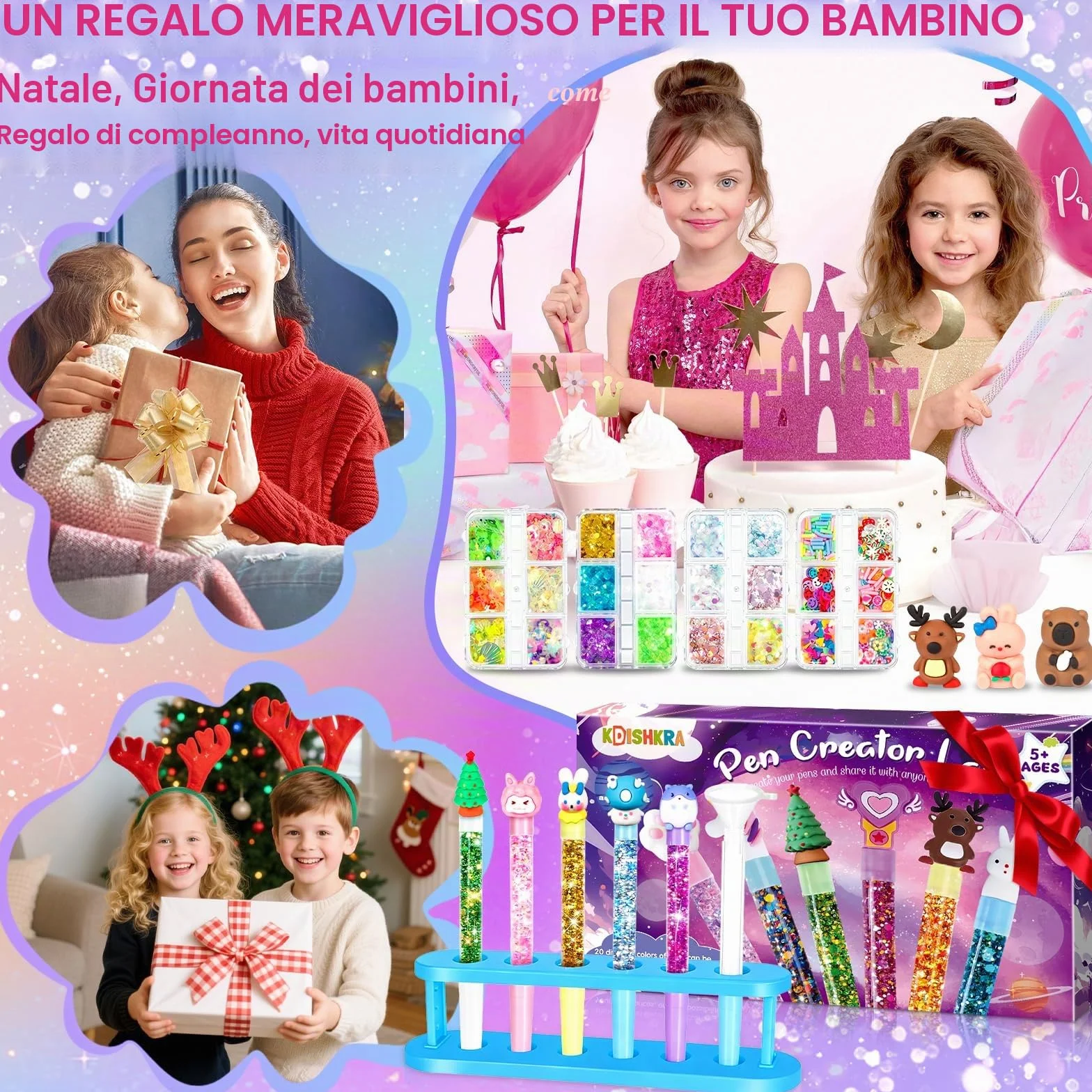 Laboratorio Delle Penne 102 Accessori Kit Creativo per Creare Penne Carine, Fai da te, Idee Regalo Bambina 5-12 Anni