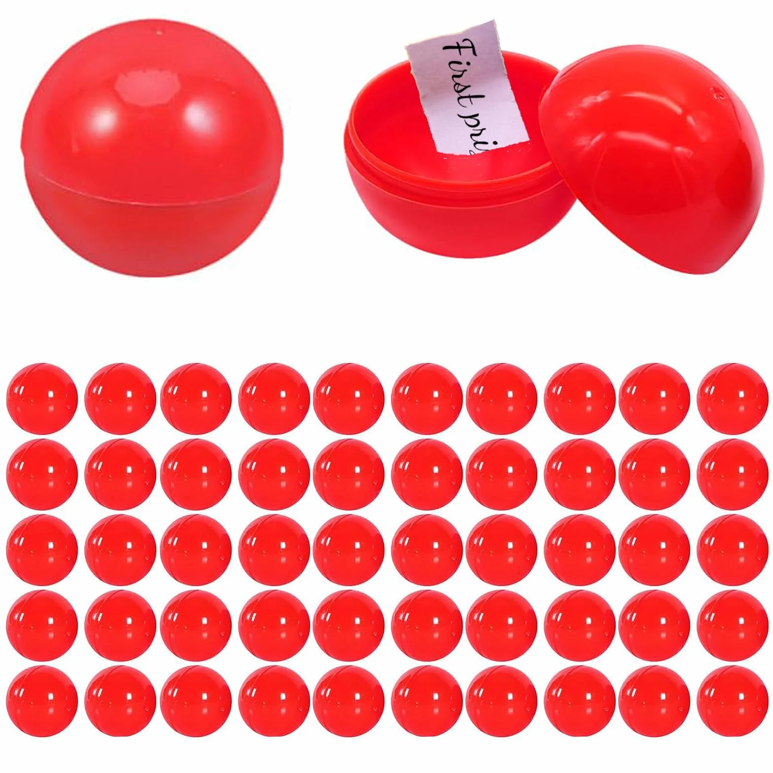 50 Pezzi Palline di Intrattenimento, Palline Della Lotteria, palline da lotteria, Mini Palline Della Lotteria, Palline di Plastica Vuote Del Bingo, Palline da Disegno Lotteria per giochi (Rosso)