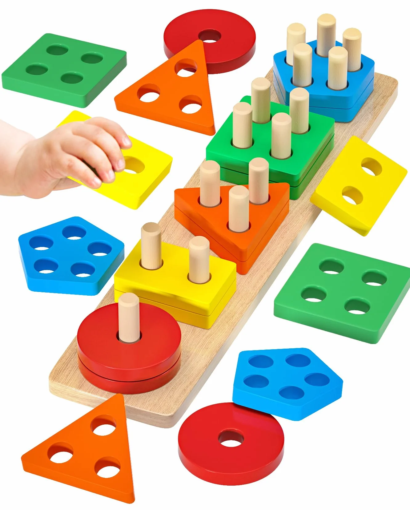 Uping Giochi Bambini 1 2 3 Anni Giochi Montessori 1 2 3 Anni Giochi Educativi Puzzle in Legno Ordinamento e Impilamento Regalo Bambino