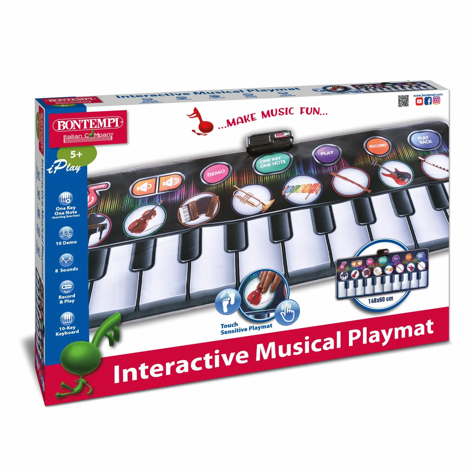 Bontempi RhythmRug Tappeto Elettronico Musicale 148 x 60 cm