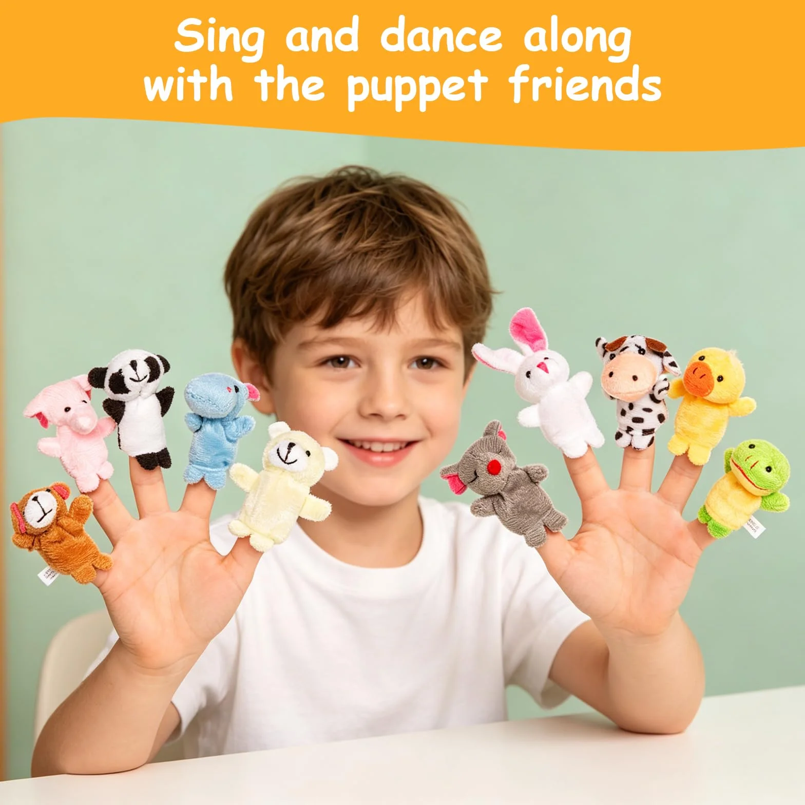 10pcs Different Cartoon Animal Finger Puppets Soft Velvet Dolls Toys