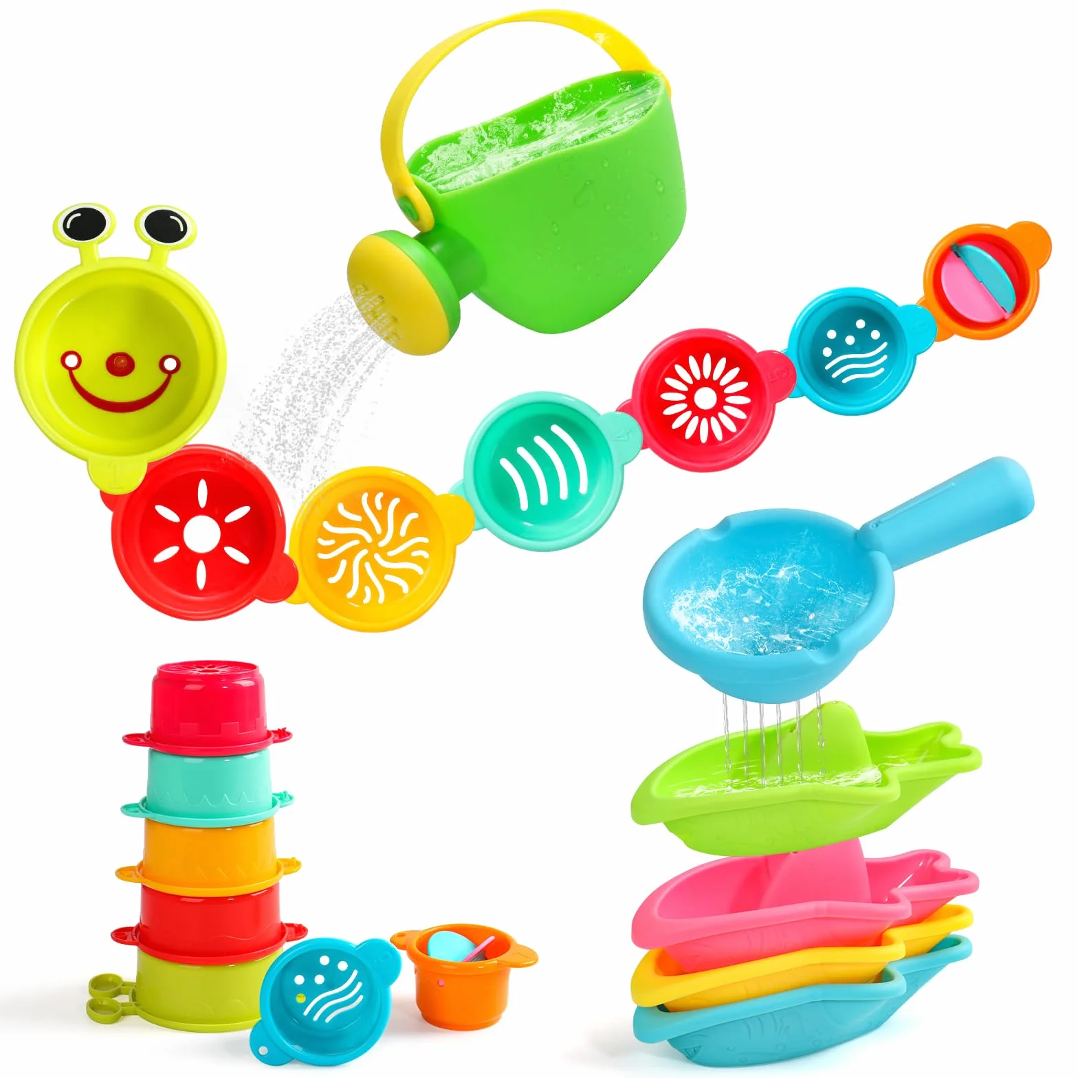 Giochi Bagnetto Neonato 1 2 Anni Antimuffa, Set di 13 Pezzi Giochi Vasca da Bagno Bambini, Giochi da Bagno per Bambini,Giochi per Bagnetto, Giocattolo per Piscina e Spiaggia, Regalo Bambino Bambina