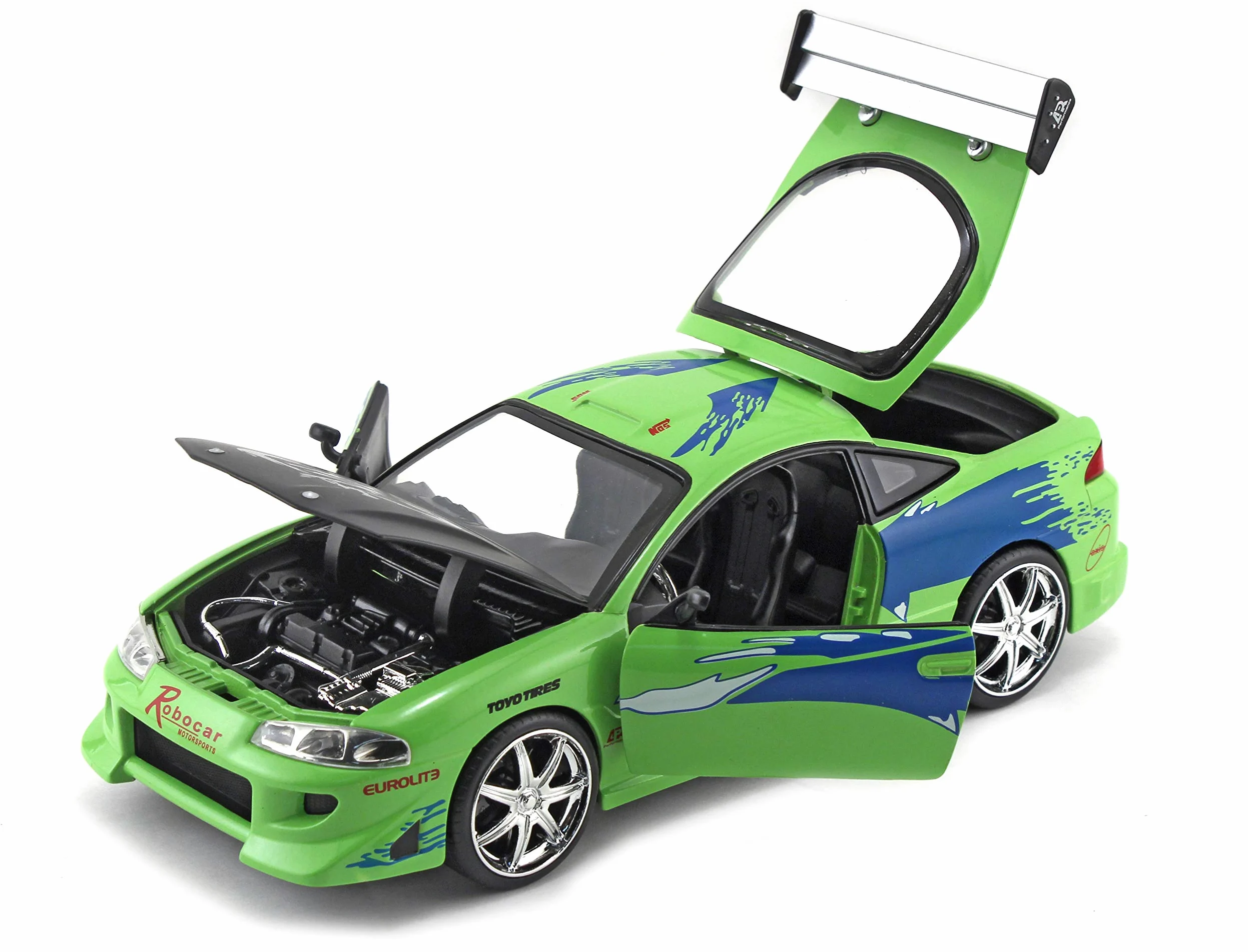 Jada Fast And The Furious Fast and Furious Mitsubishi Eclipse Del 1995, 253203007, +8 Anni, Funzionamento A Ruota Libera, Parti Apribili, Multicolore