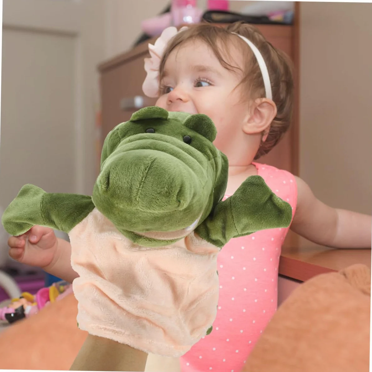 Yardwe Marionetta Da Mano Coccodrillo Peluche Morbido Giocattolo Educativo per Bambini