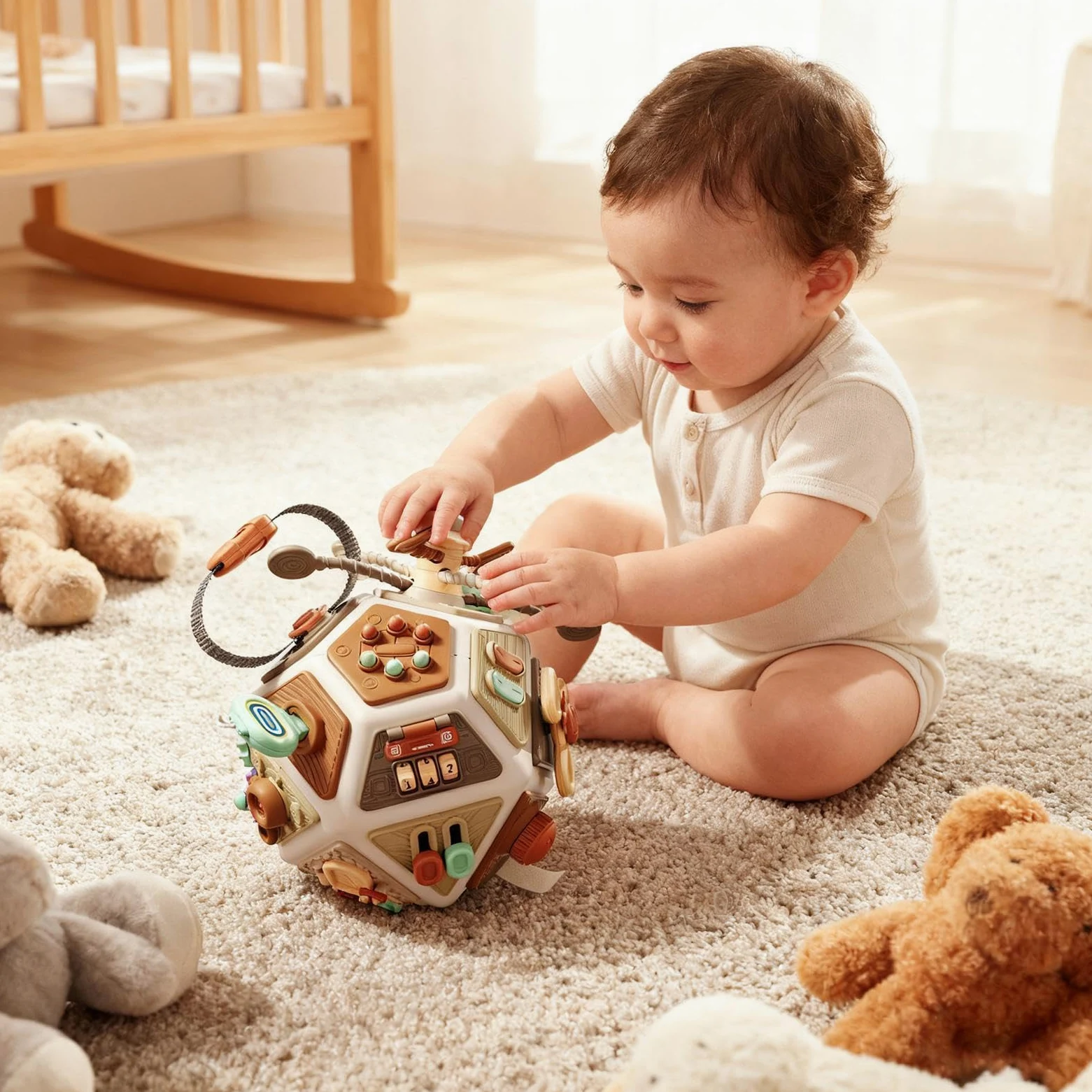 Generisch Giocattoli educativi a forma di cubo occupato, materiale ABS TPE PP | Motore fine | Giocattolo per abilità, giocattolo sensoriale da viaggio, cubo di attività di apprendimento, per bambini dai 6 mesi in su