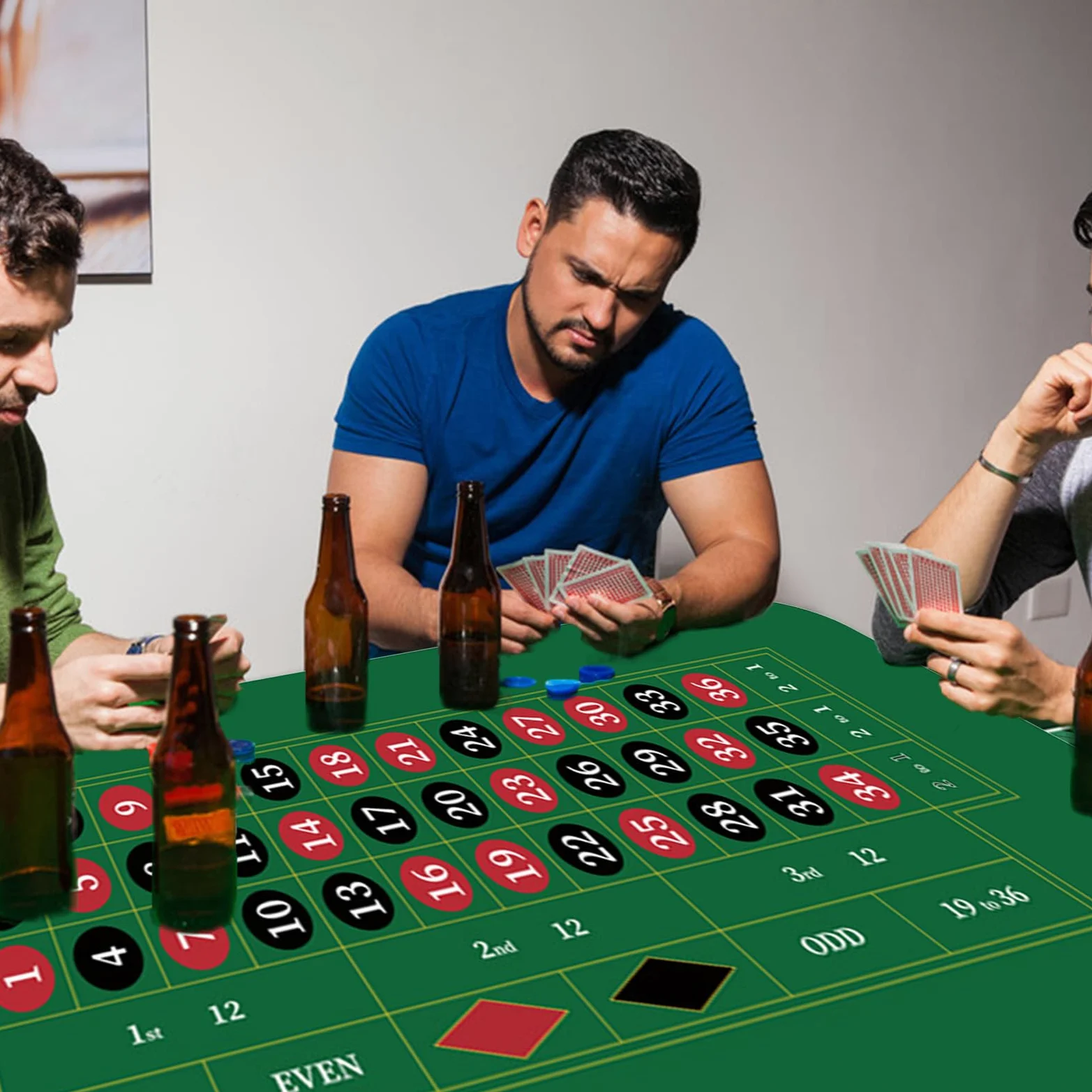 Piano del tavolo da poker, copertura del tavolo, grandi vassoi di | Poker - Tappetino da tavolo da poker antiscivolo, 120 x 60 cm, per feste, collezione di fon