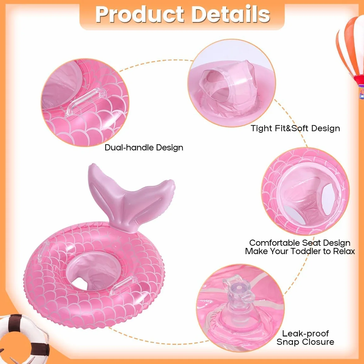 Pipihome Baby Anello di Nuoto per 6-36 mesi, Salvagente Neonato Gonfiabile per Bambini con Sedile, Ciambella Gonfiabile Accessori per il Della Piscina per Neonati e Bambini Piccoli