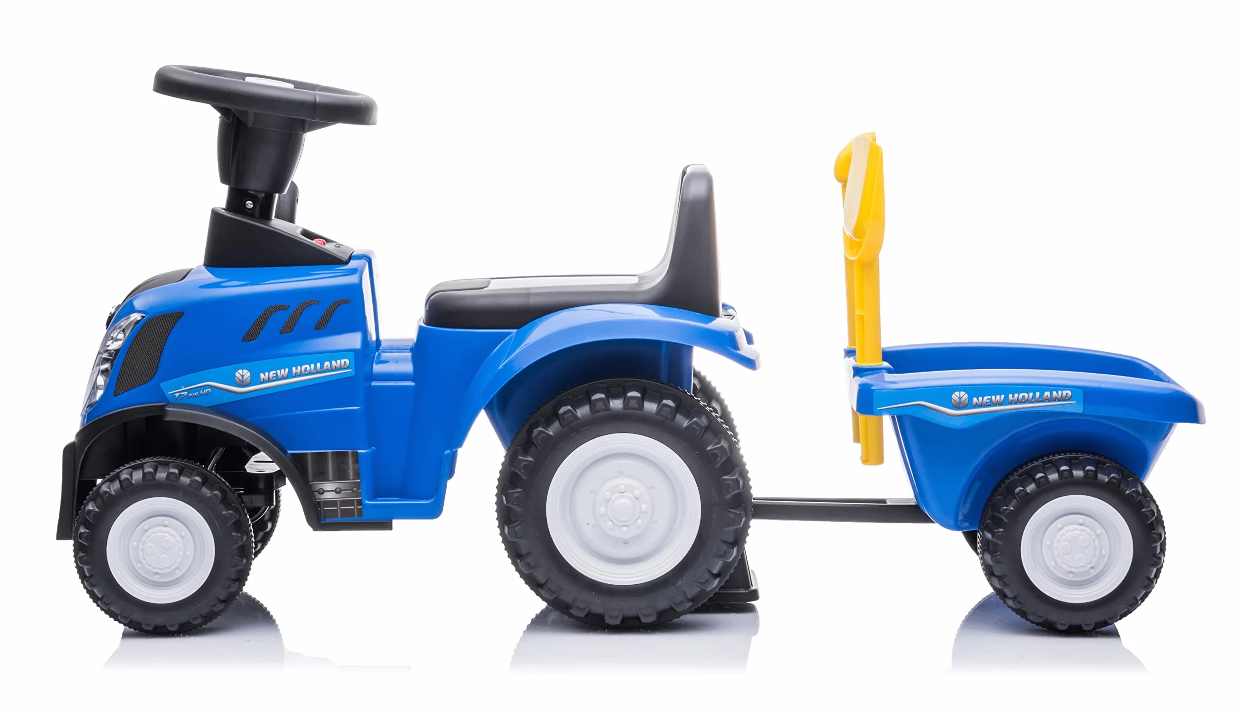 Sun Baby New Holland Macchinina Cavalcabile per Bambini 12 Mesi con Pala e Rastrello, Clacson, Suono Motore (Blu)