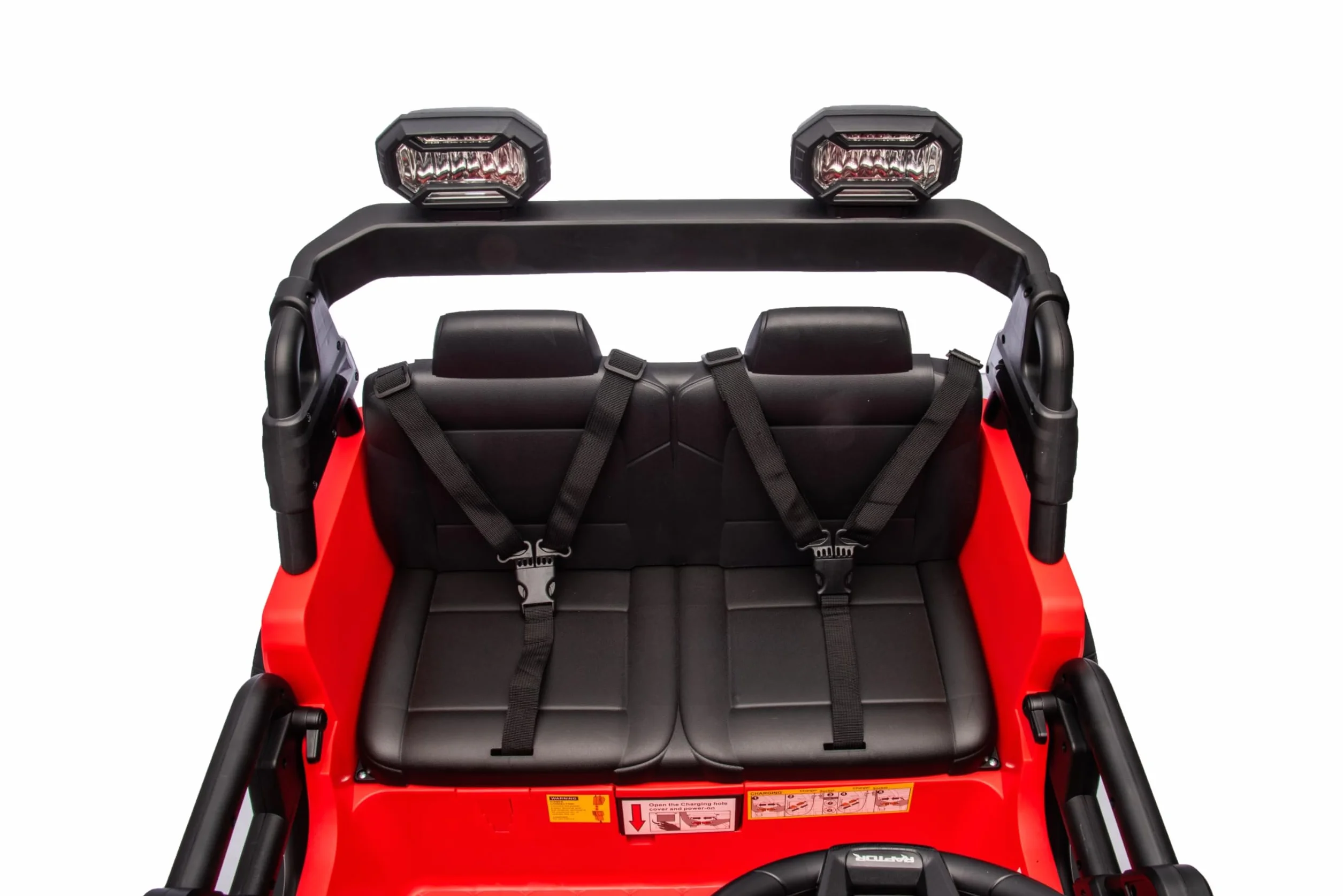 Ford Bronco Raptor 24V Maxi Fuoristrada Auto Elettrica Bambini 2 Posti Telecomando Luci LED Bluetooth Carico 60 kg Rosso