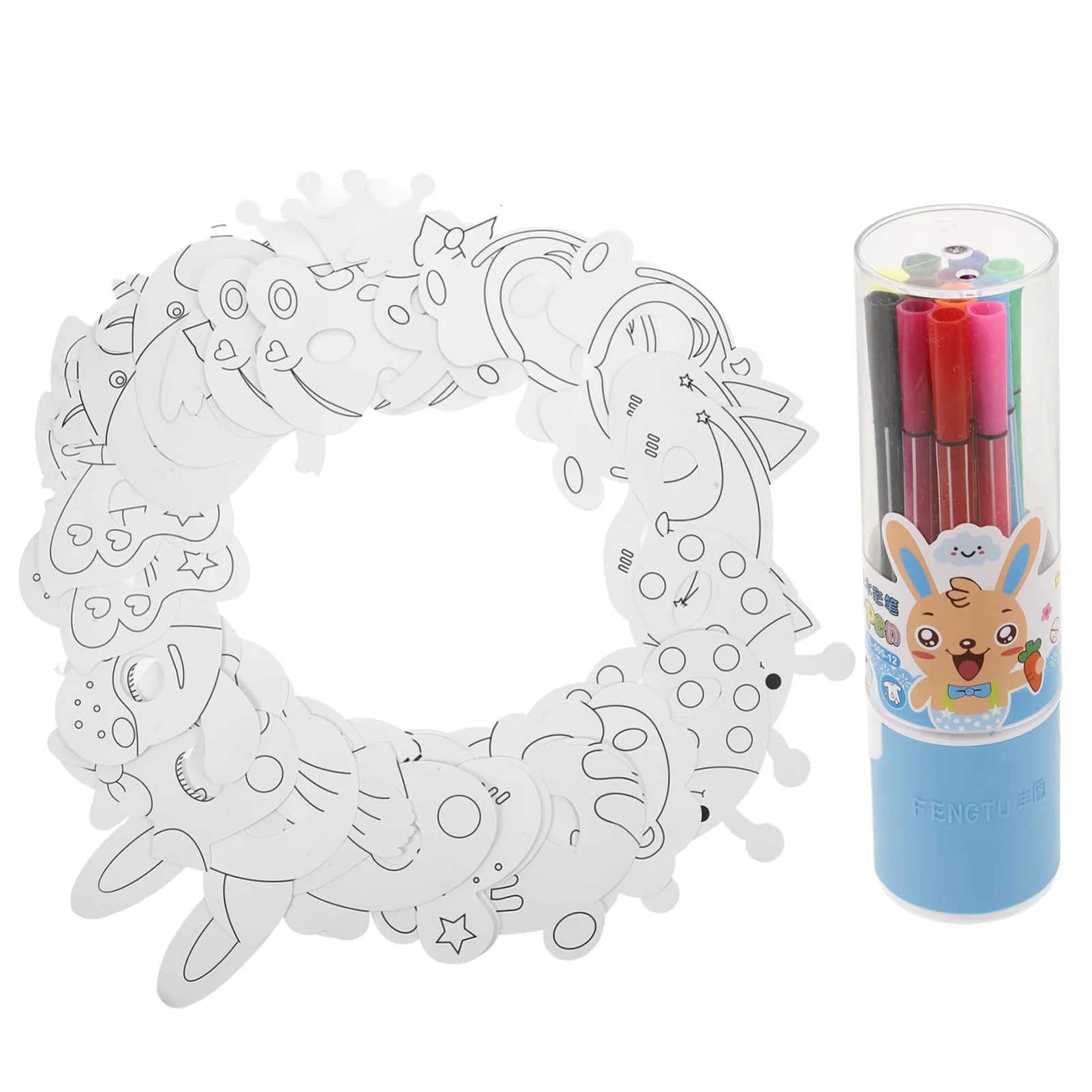 Vaguelly Maschera Fai da Te Set 1, Blank Masks To Decorate per Bambini | Maschere da Colorare per Ragazzo Ragazza, Carta e Plastica, con Watercolor Pens, Back To School Party Stile Casuale