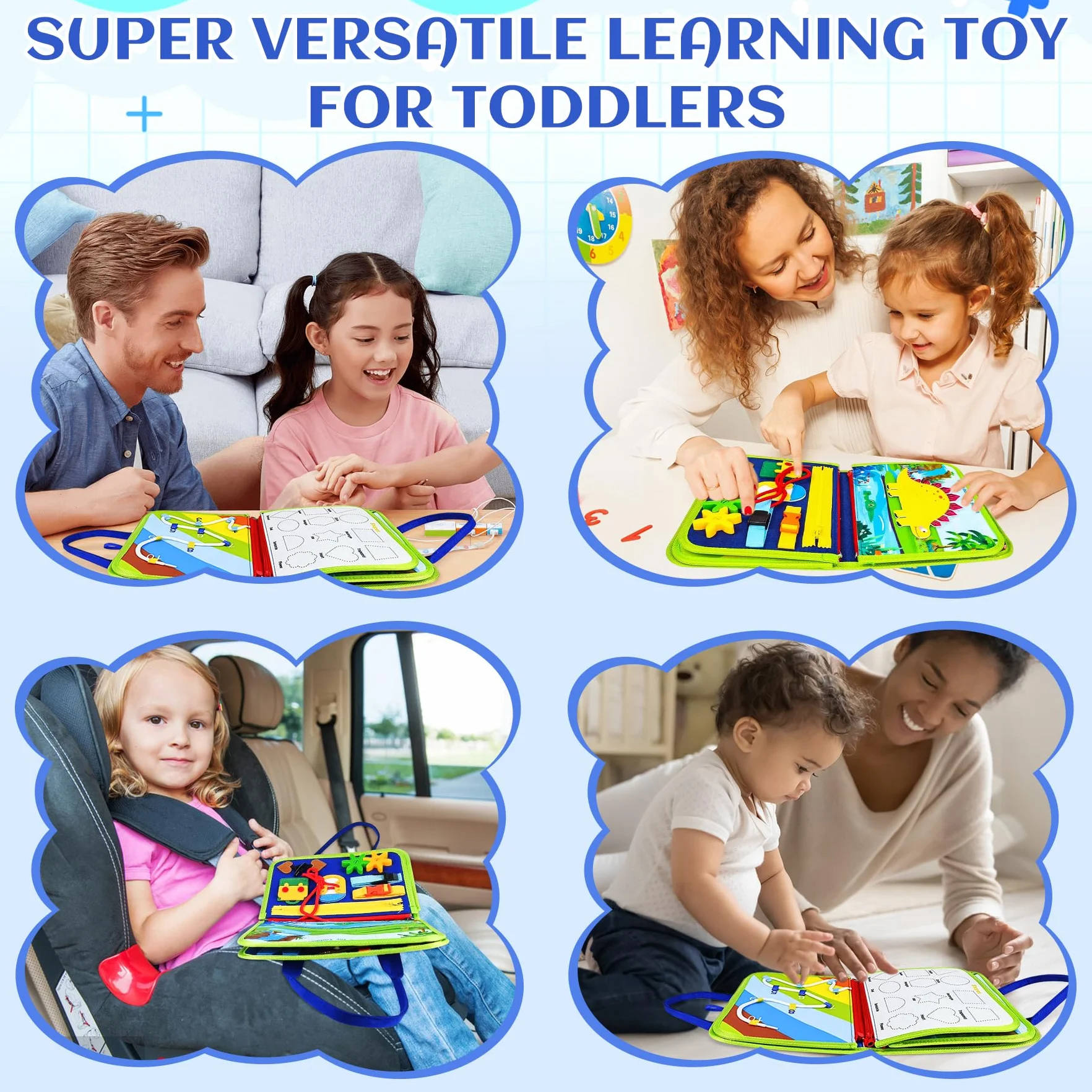 Montessori Busy Board di Feltro - Libro Montessori Interattivo, Giochi Educativi 1 2 Anni, Sviluppa Motricità Fine