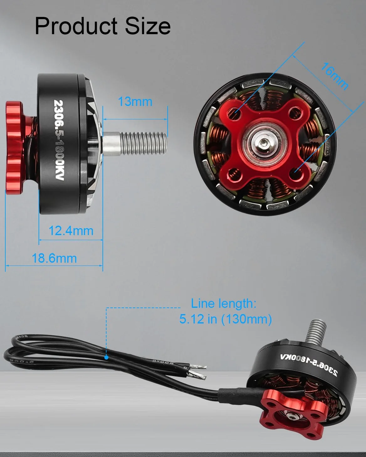 FPV Drone Motor 2306.5 1800KV 6S Brushless Motor Fit for FPV Racing Drone QAV Quadcopter, 4 Pz