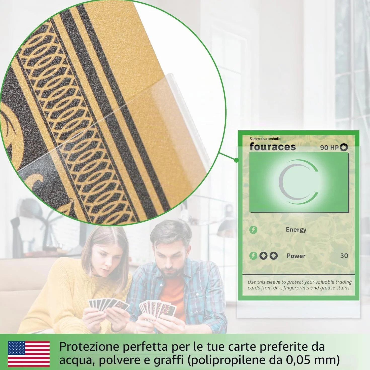 fouraces bustine protettive, 300 pezzi, 90 x 66 mm, per carte pokemon, magic the gathering, ultra slim, sleeves, per carte da gioco